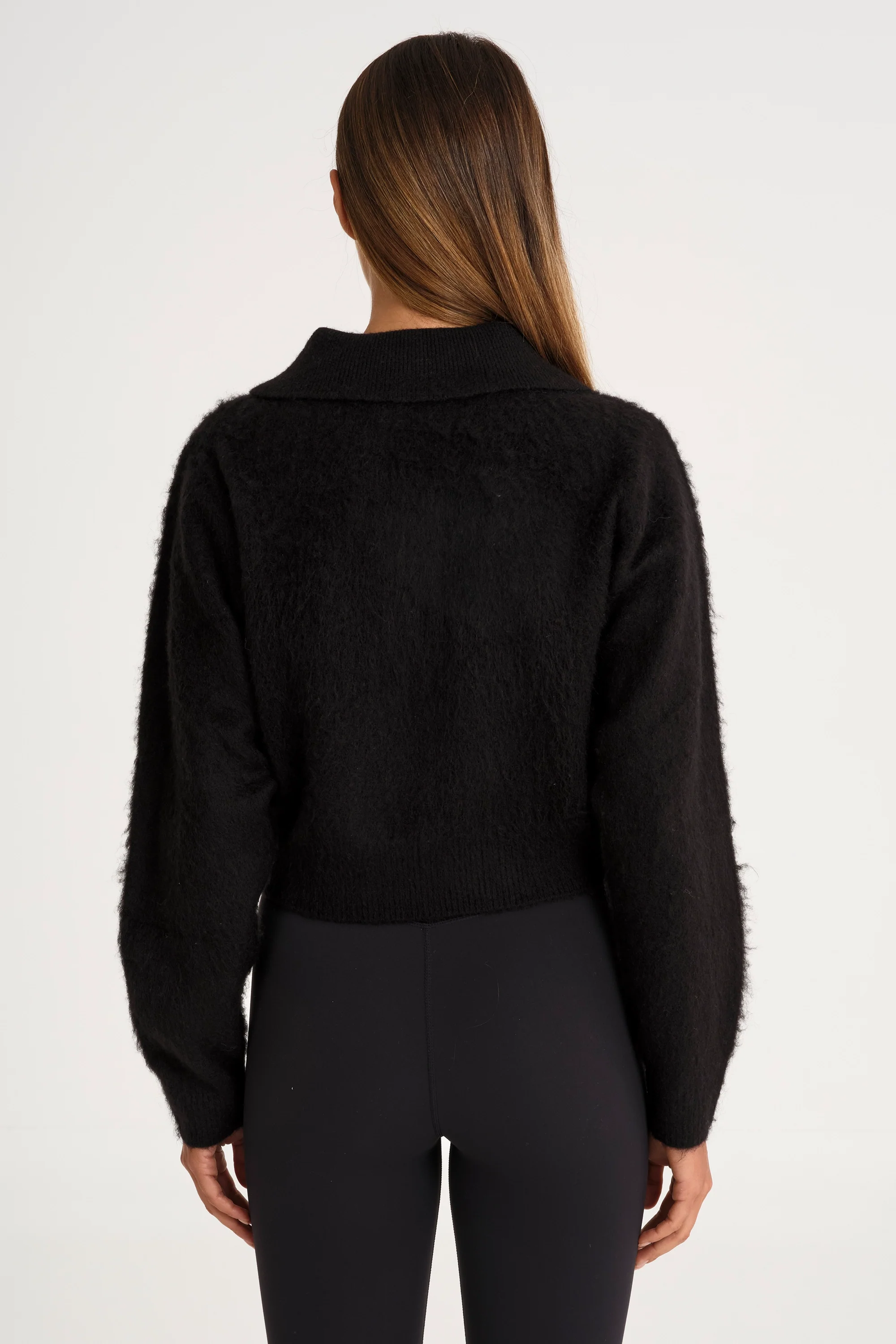 1/2 Button Polo Knit - Black - Image 4