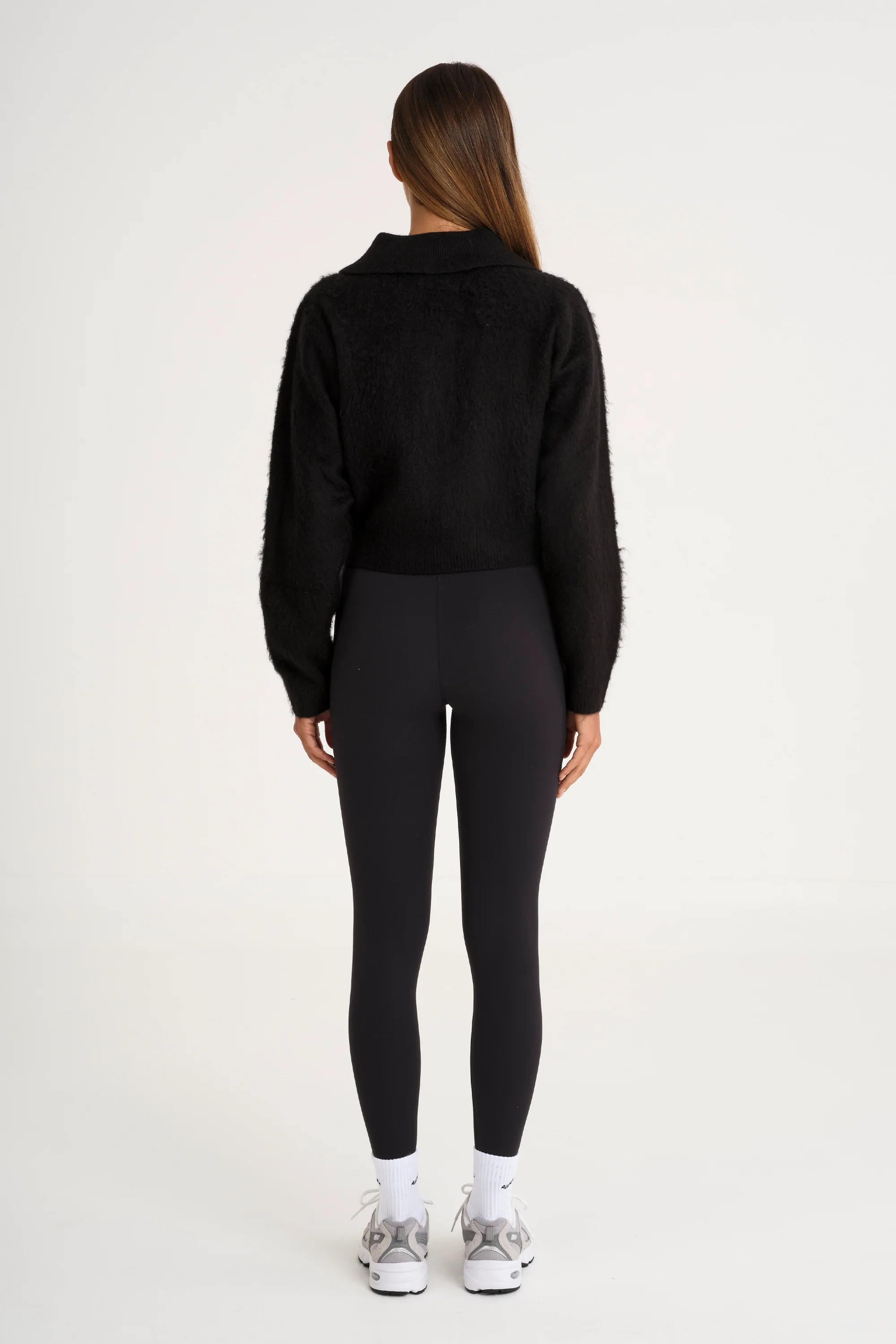 1/2 Button Polo Knit - Black - Image 5
