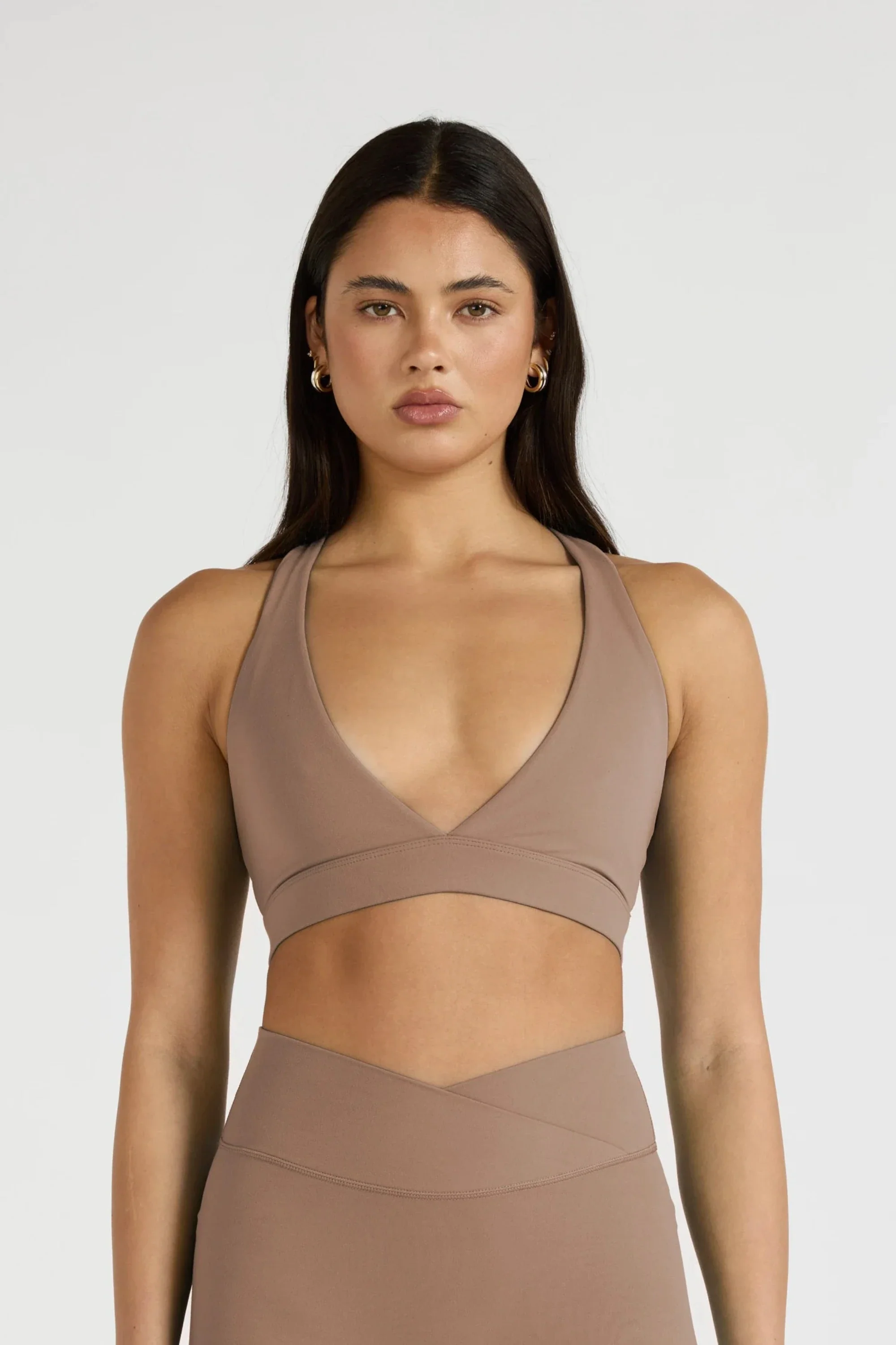 ALLFENIX CloudCore™ Deep V-Neck Sports Bra - Latte