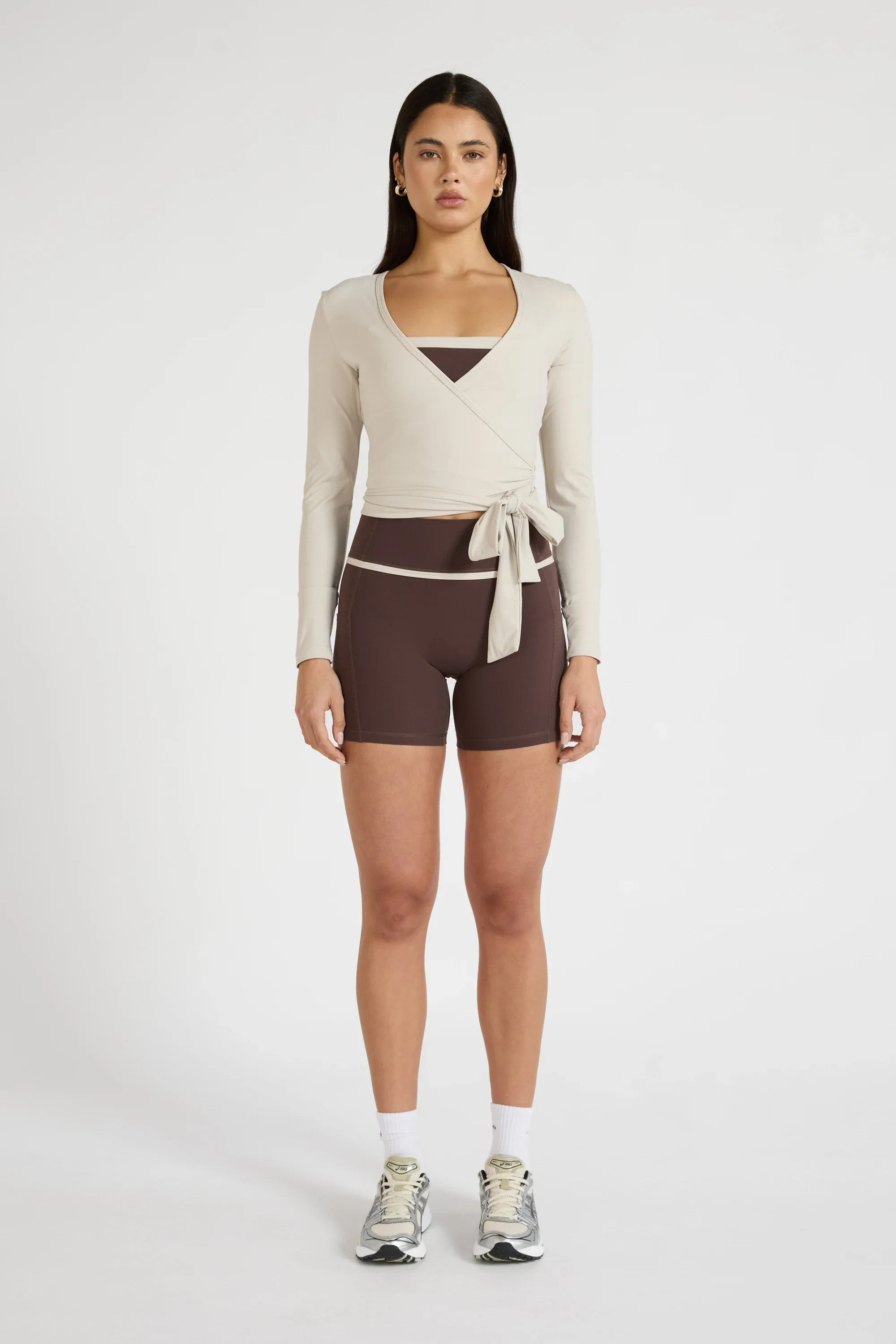 ALLFENIX CloudCore™ Lite Long Sleeve Wrap Top - Stone - Image 3