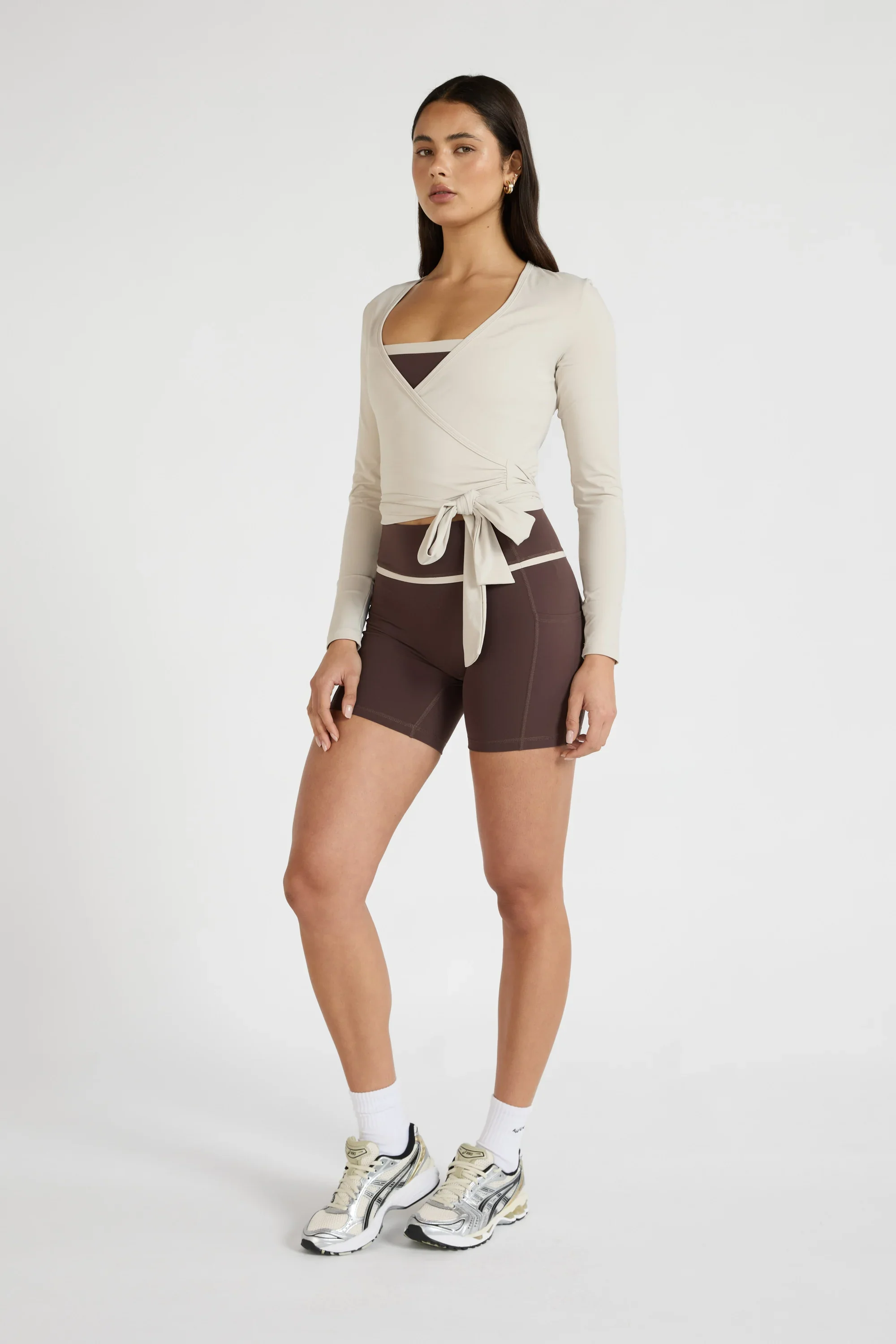 ALLFENIX CloudCore™ Lite Long Sleeve Wrap Top - Stone - Image 4