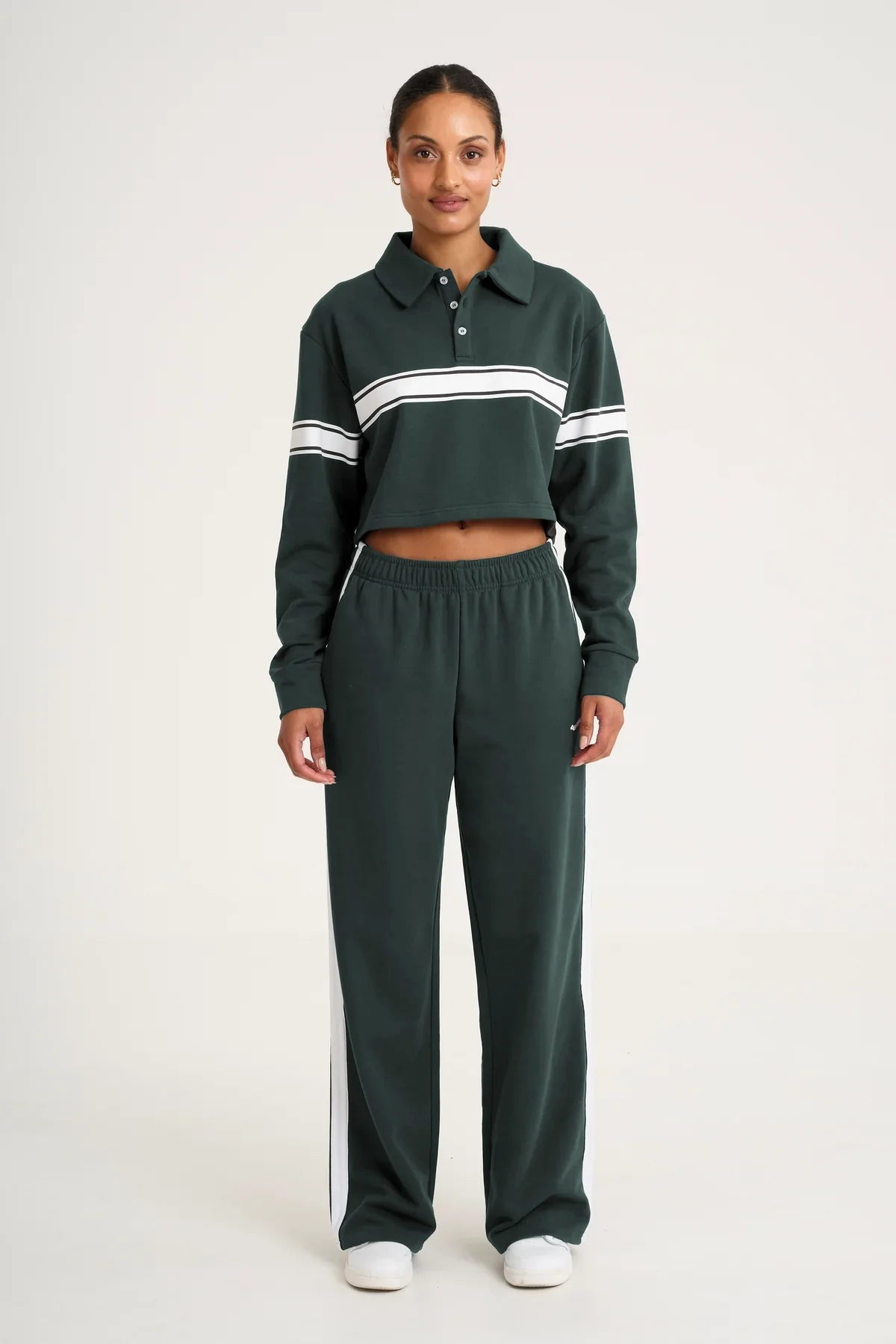 Collegiate Cropped Polo - Forest-Green - Image 3