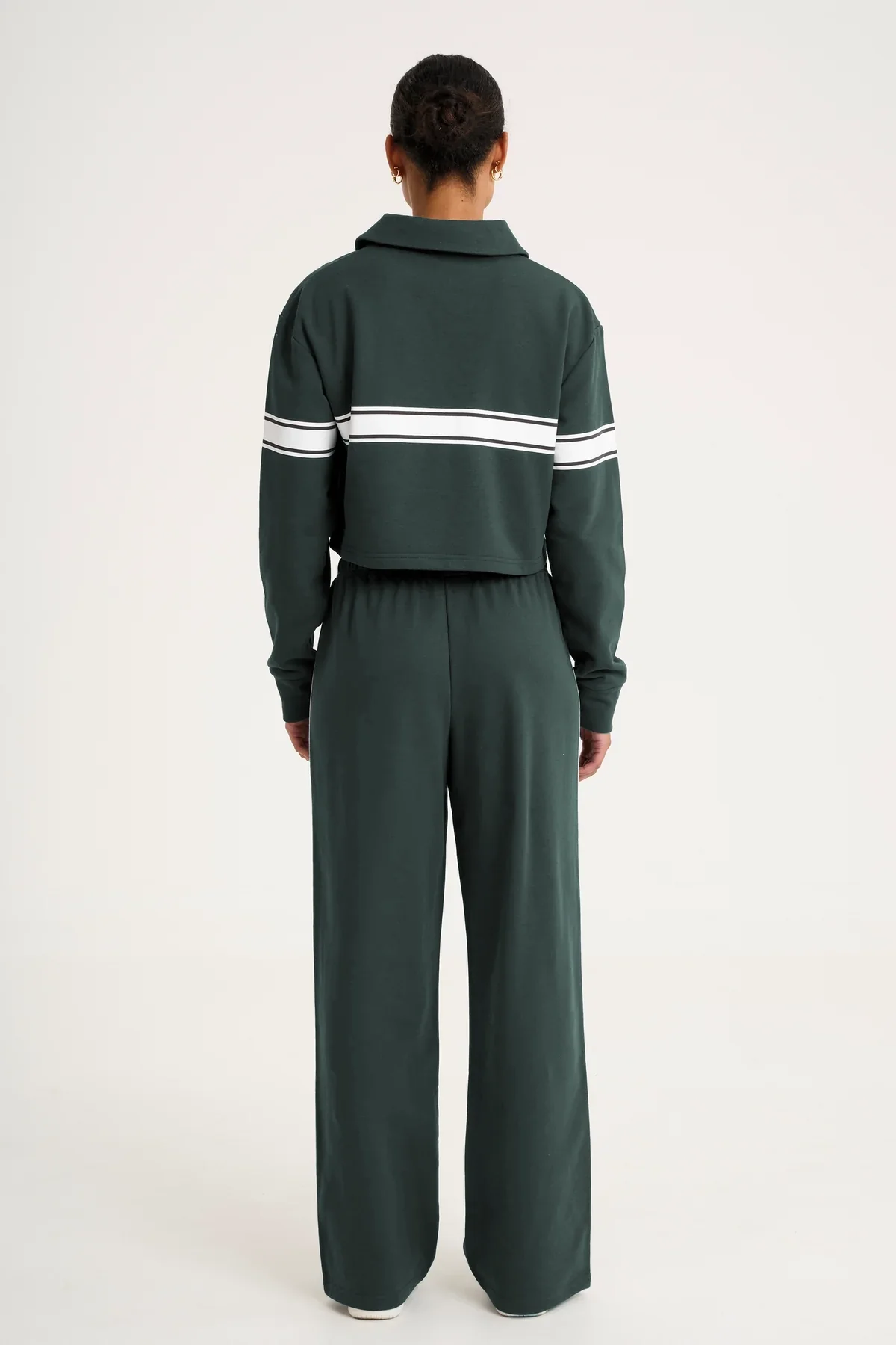Collegiate Cropped Polo - Forest-Green - Image 4