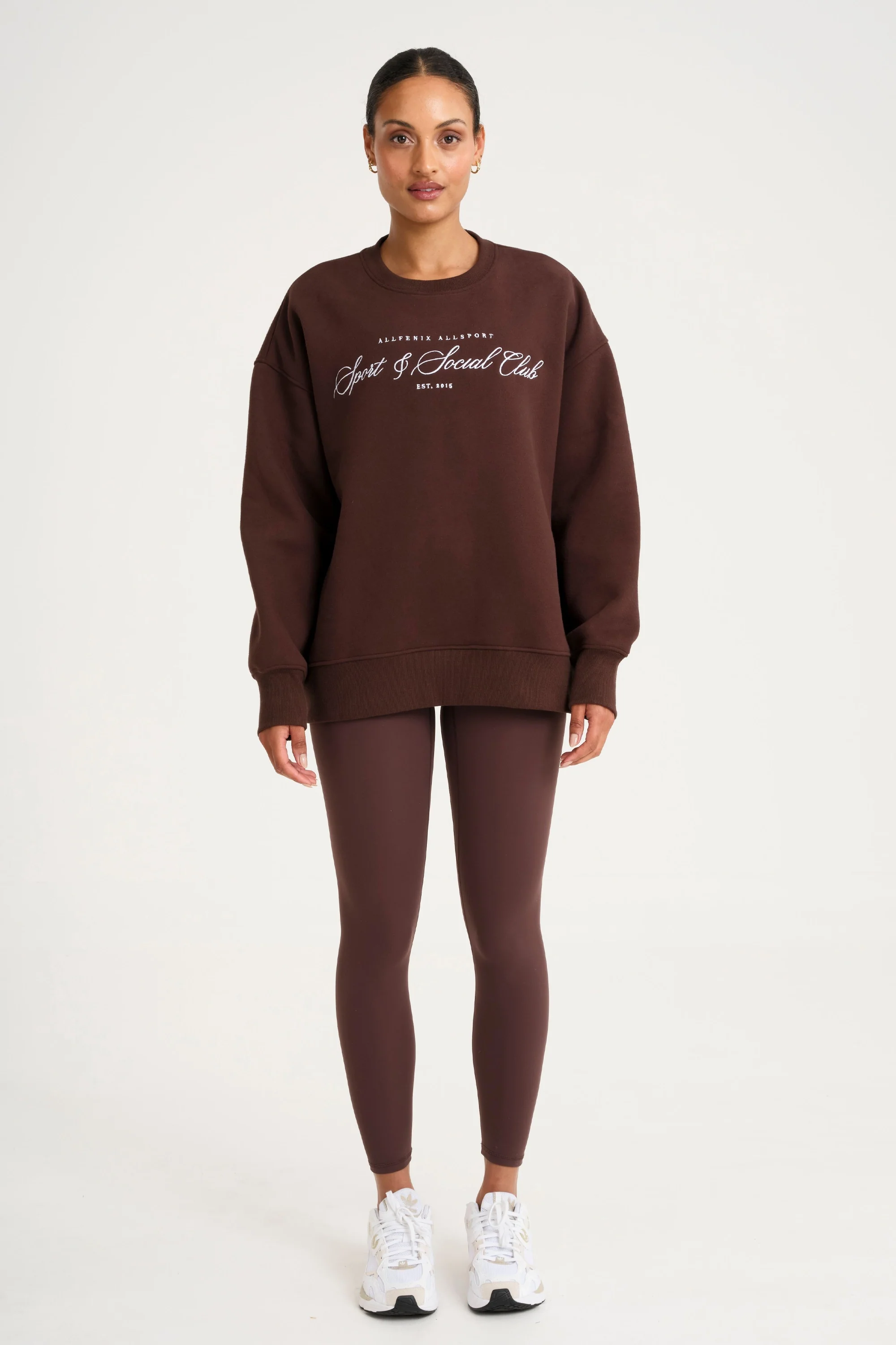Collegiate Graphic Crew Neck Jumper - Espresso - Image 4