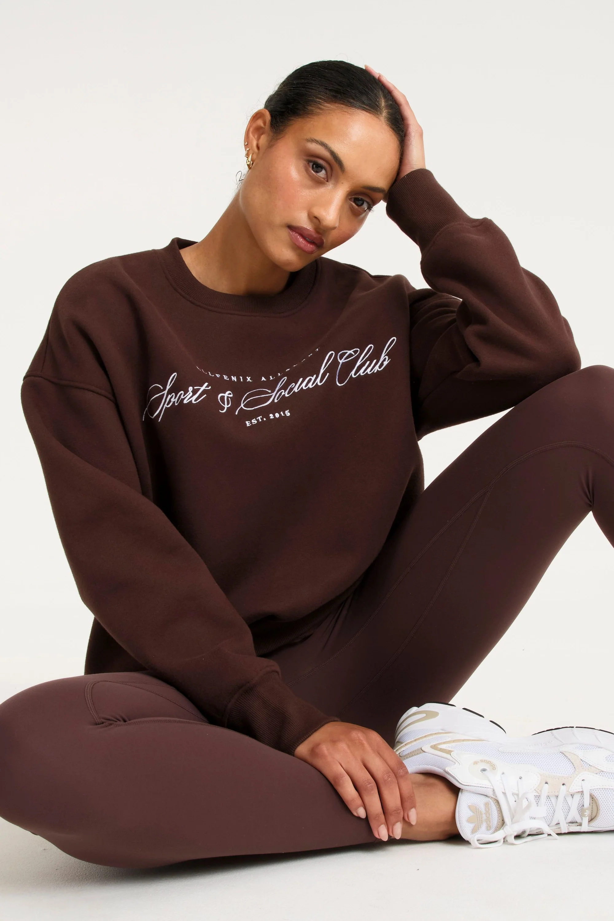 Collegiate Graphic Crew Neck Jumper - Espresso - Image 7