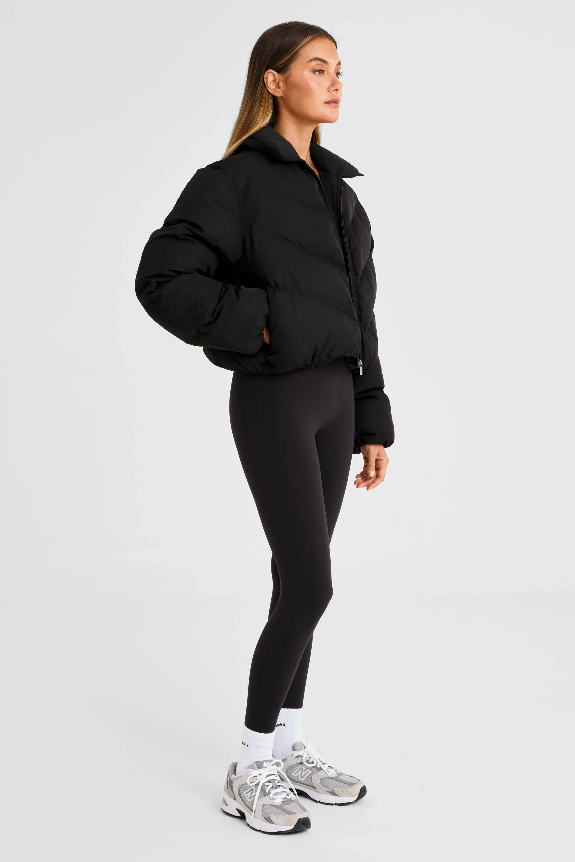 ALLFENIX Cropped Puffer Jacket - Black - Image 4