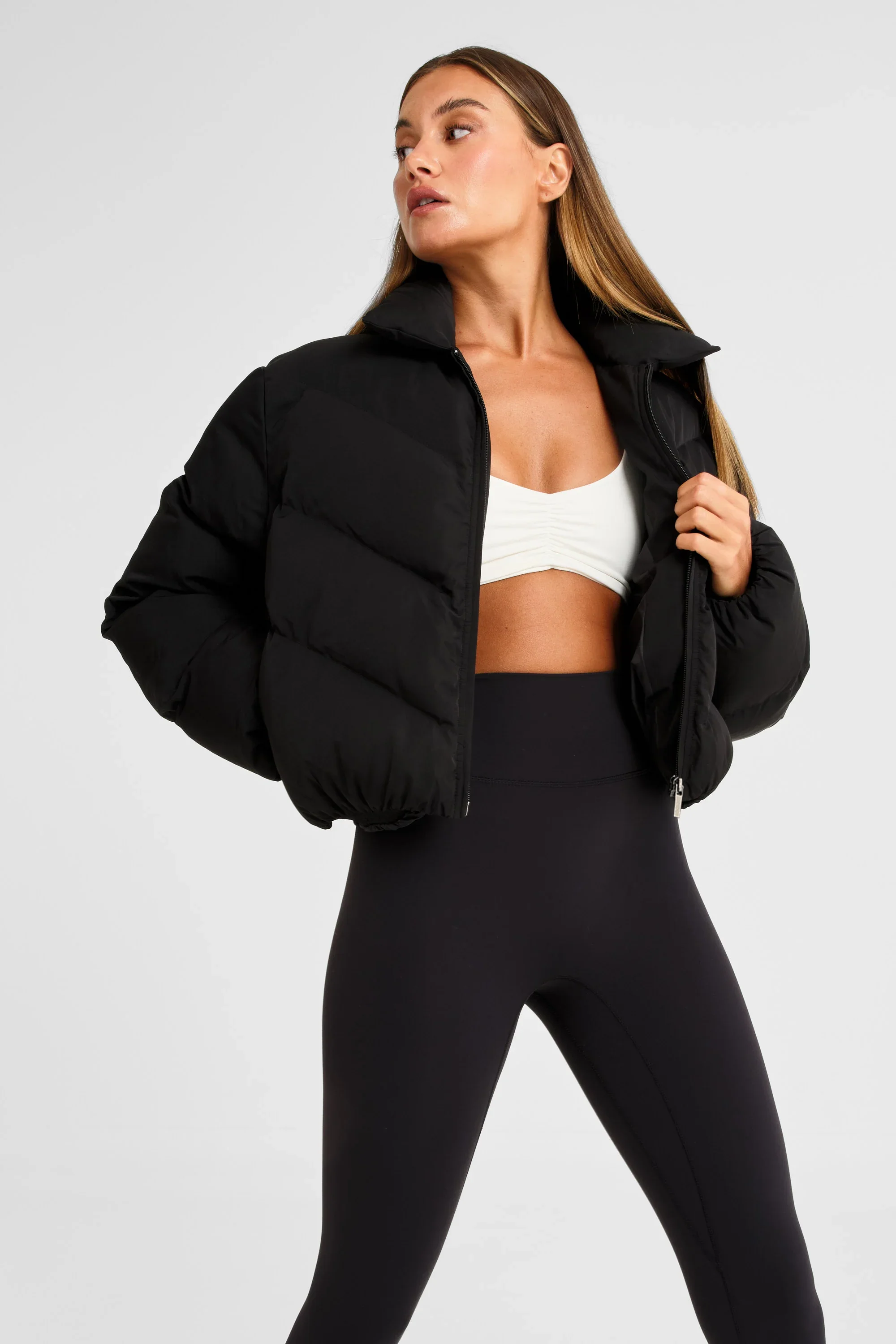 ALLFENIX Cropped Puffer Jacket - Black - Image 7