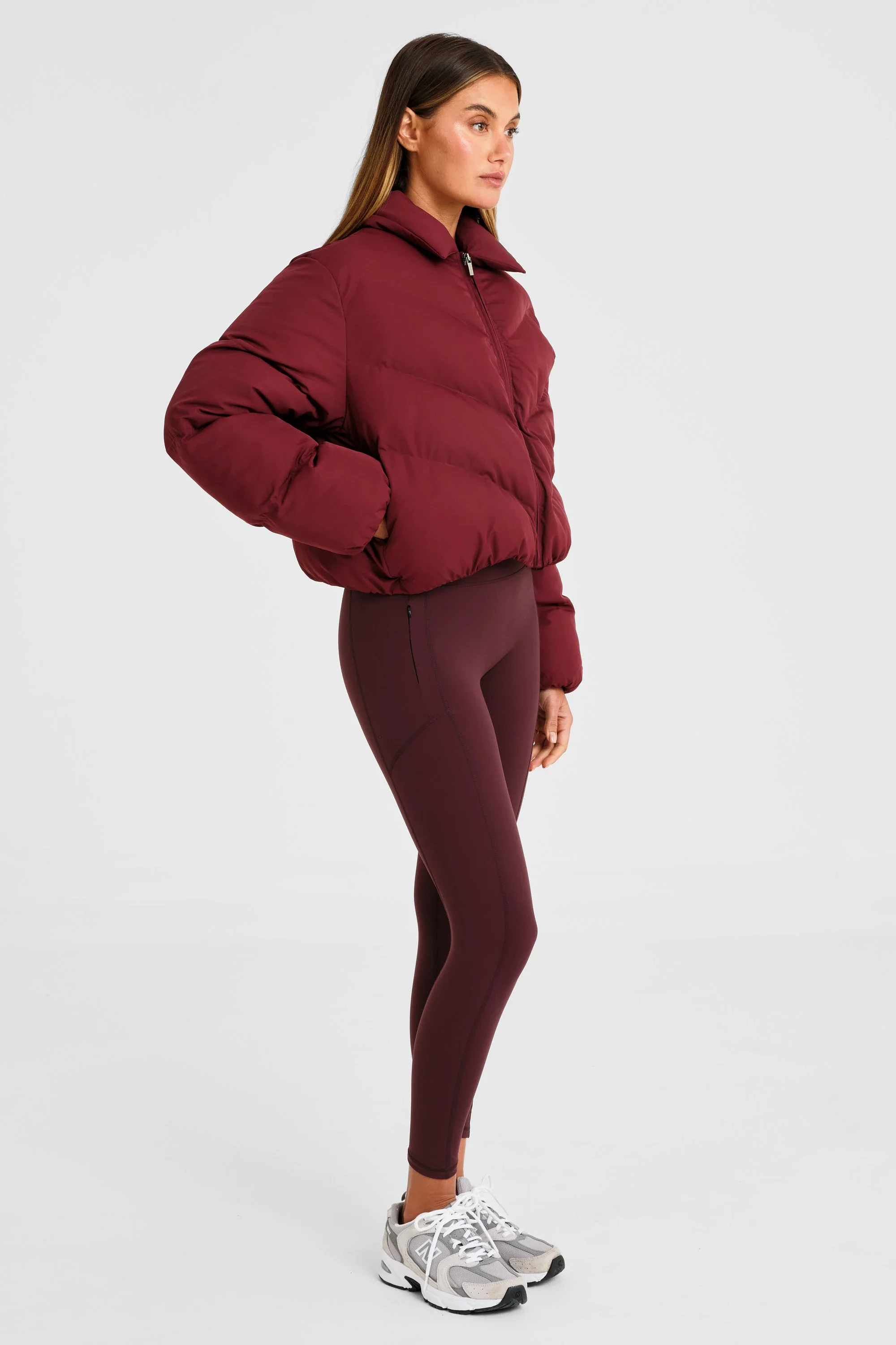 ALLFENIX Cropped Puffer Jacket - Burgundy - Image 4