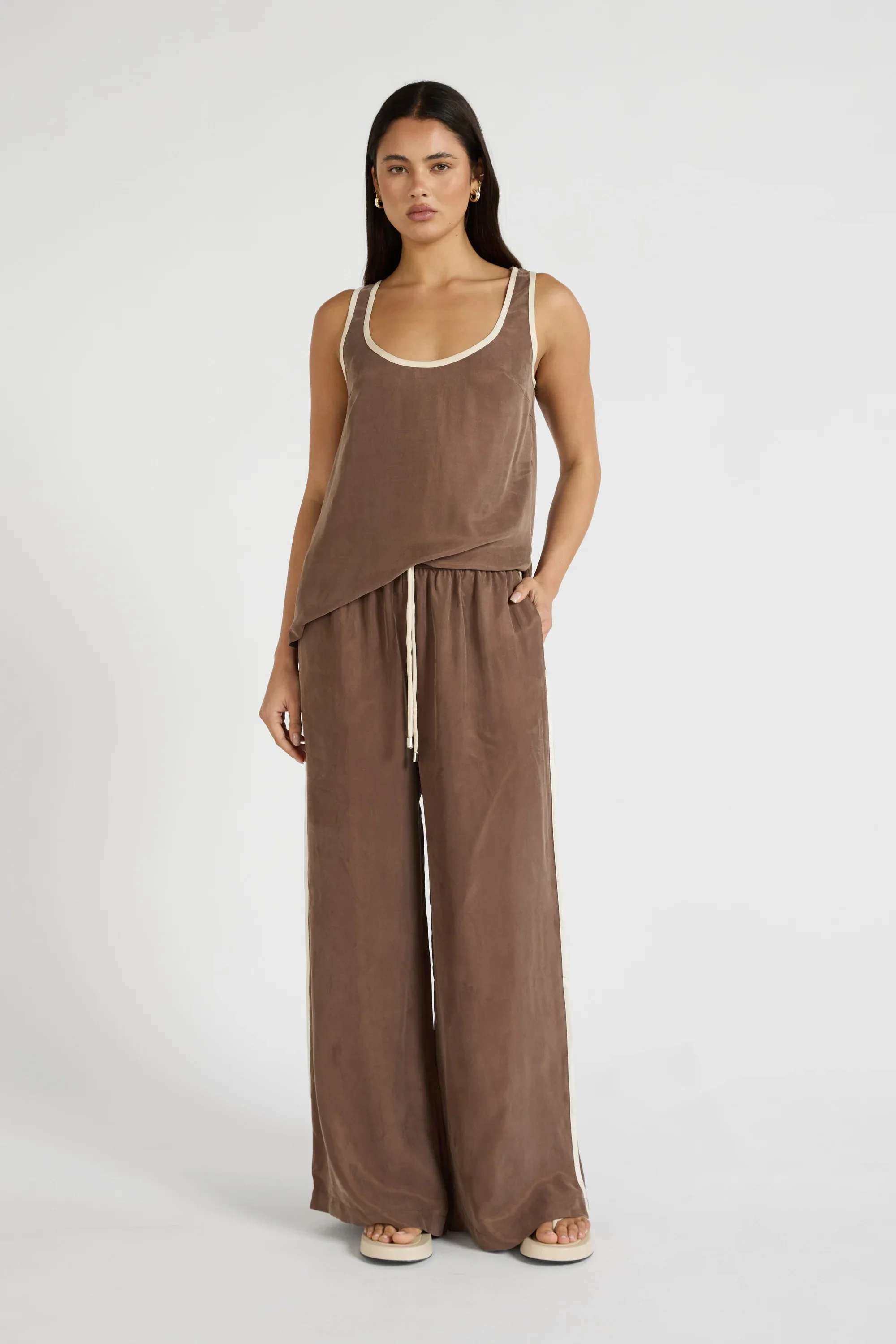 ALLFENIX Cupro Contrast Pant - Latte - Image 3