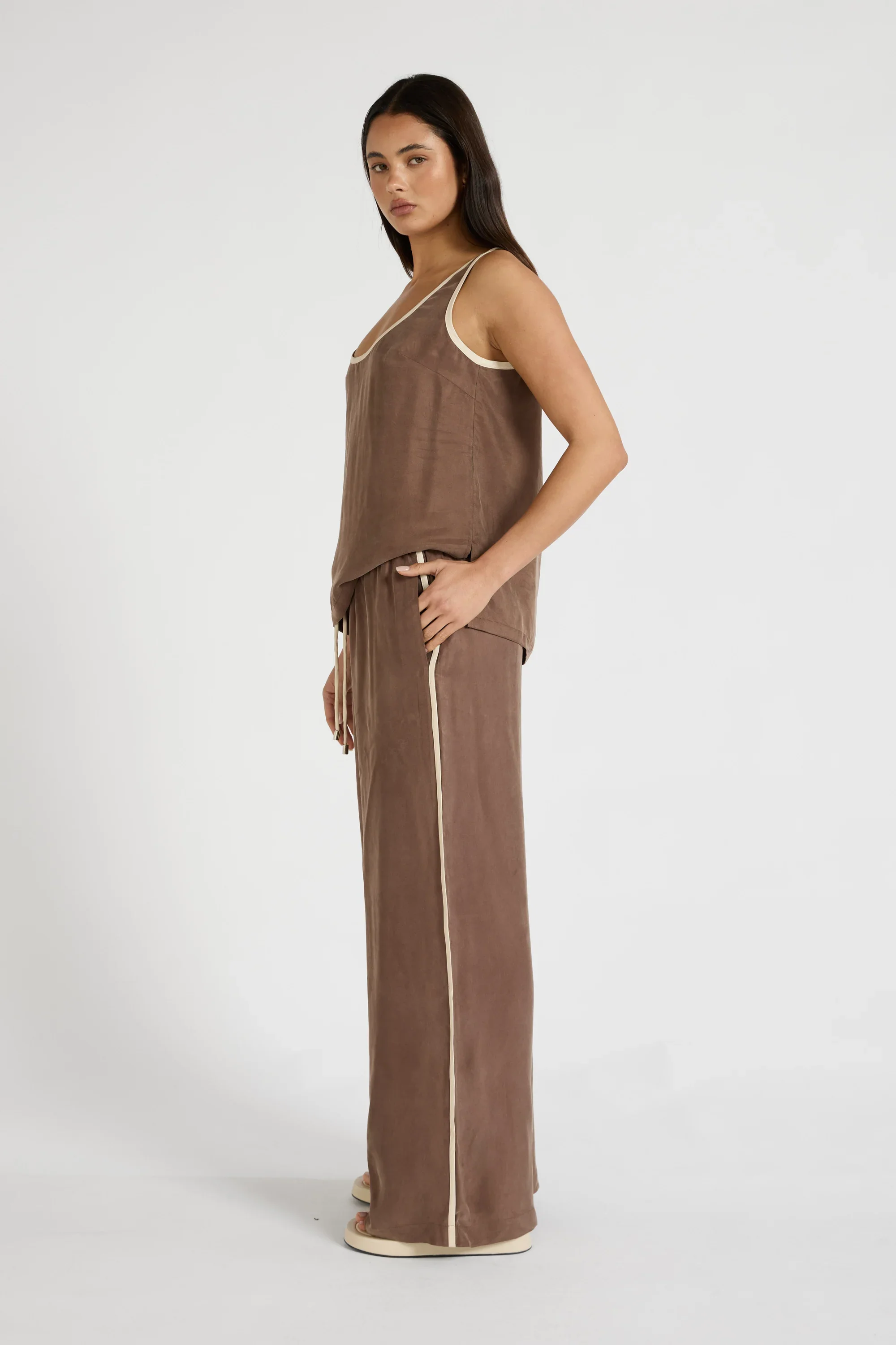 ALLFENIX Cupro Contrast Pant - Latte - Image 4