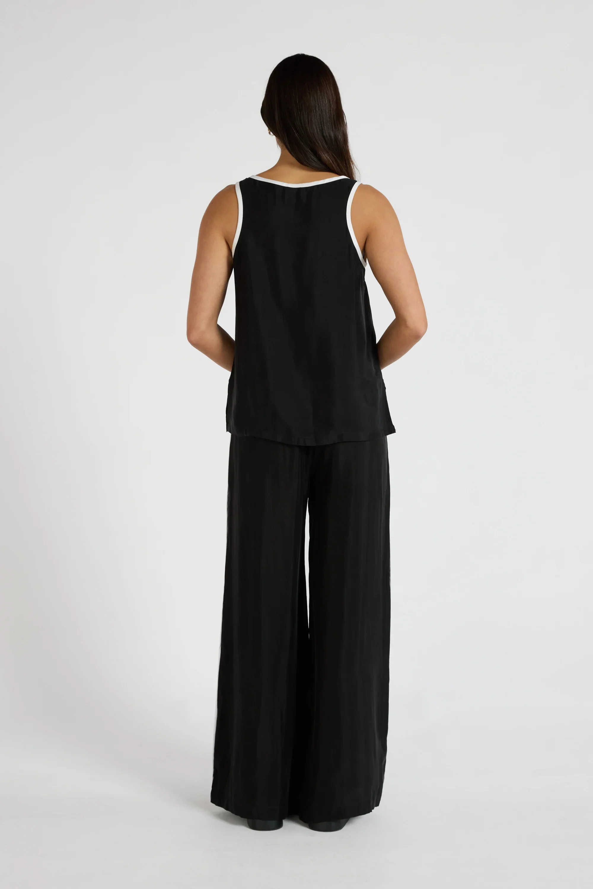 Cupro Contrast Tank - Black - Image 4