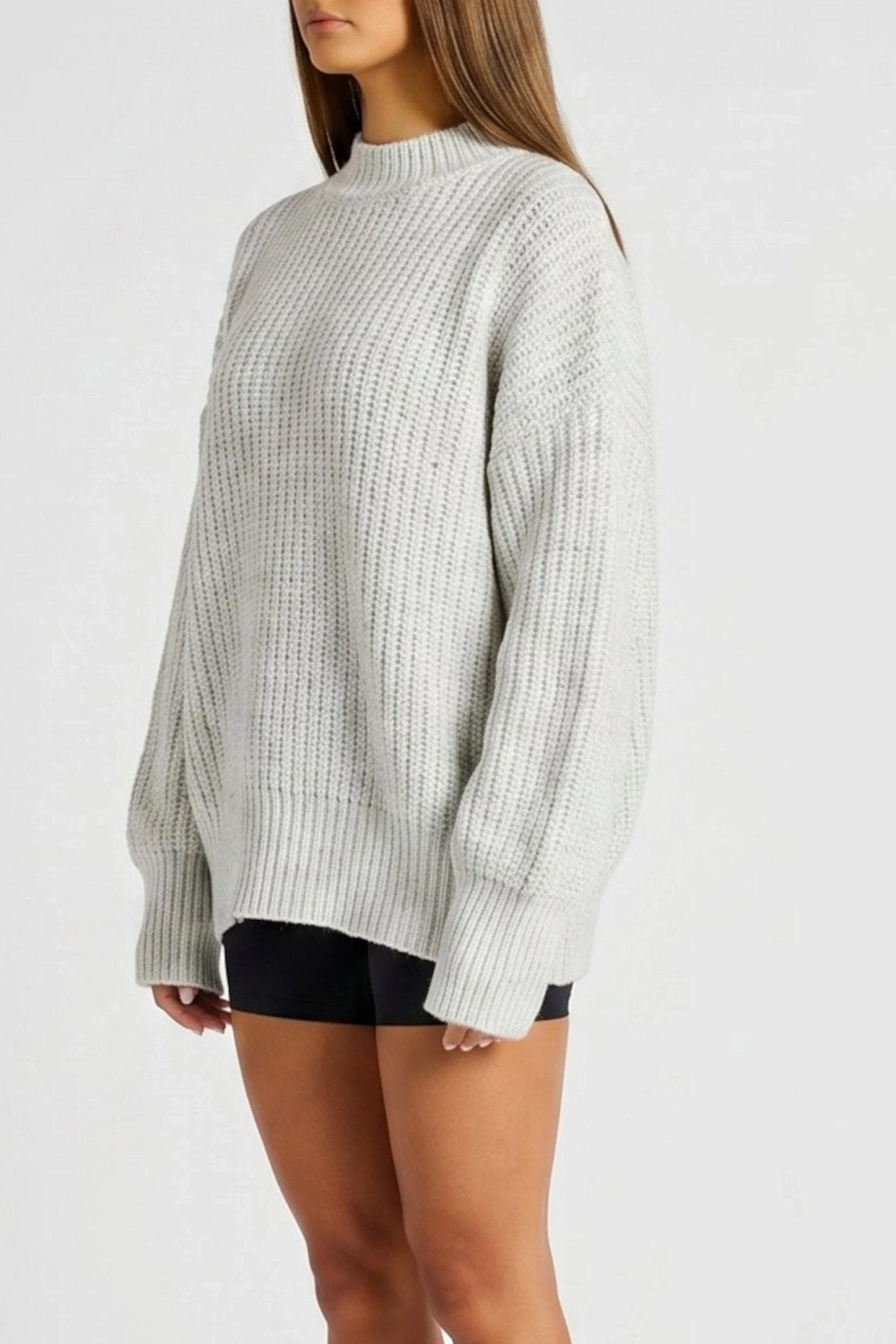 Funnel Neck Knit - Grey - Image 3