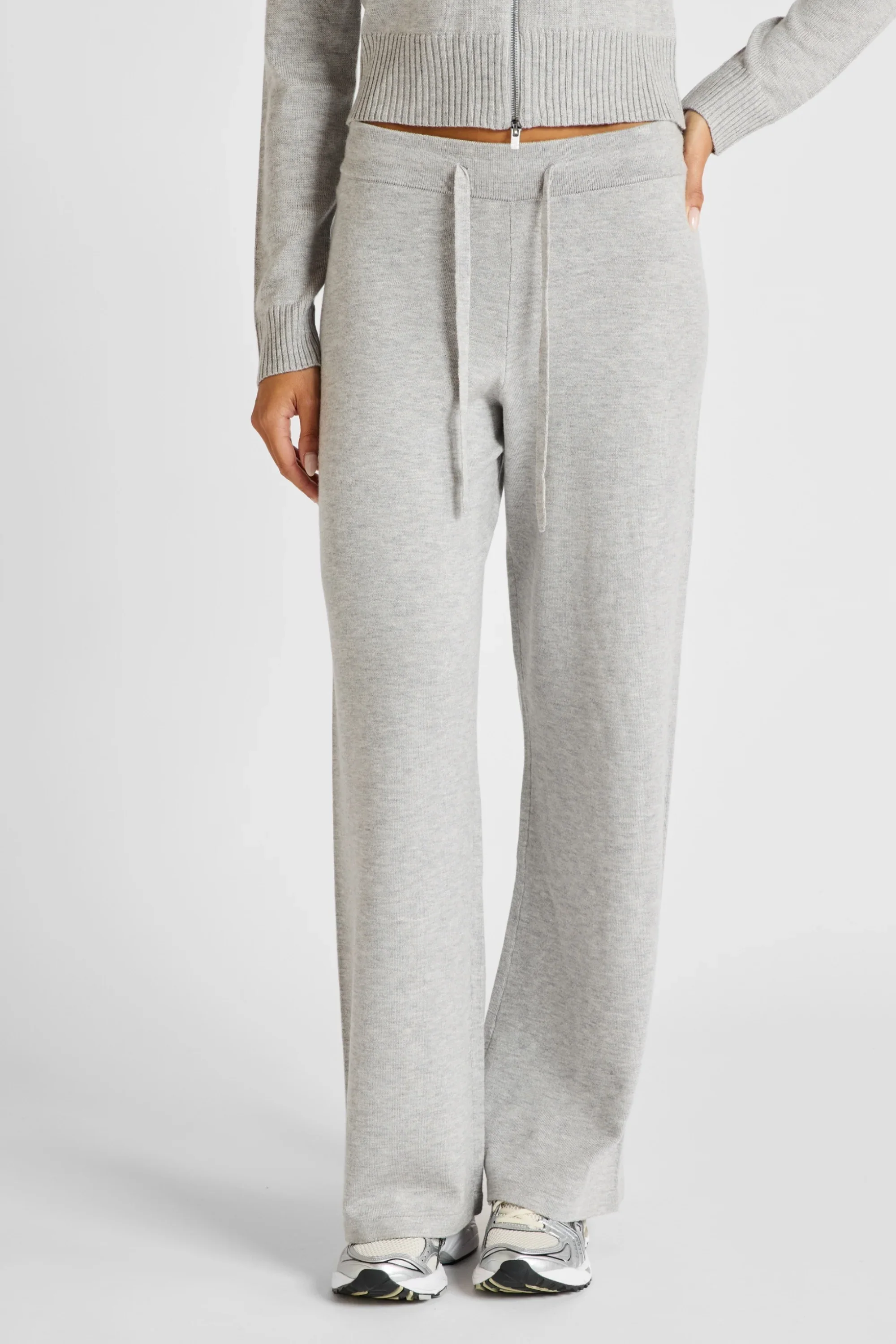 Wide Leg Knit Pant - Grey Marle