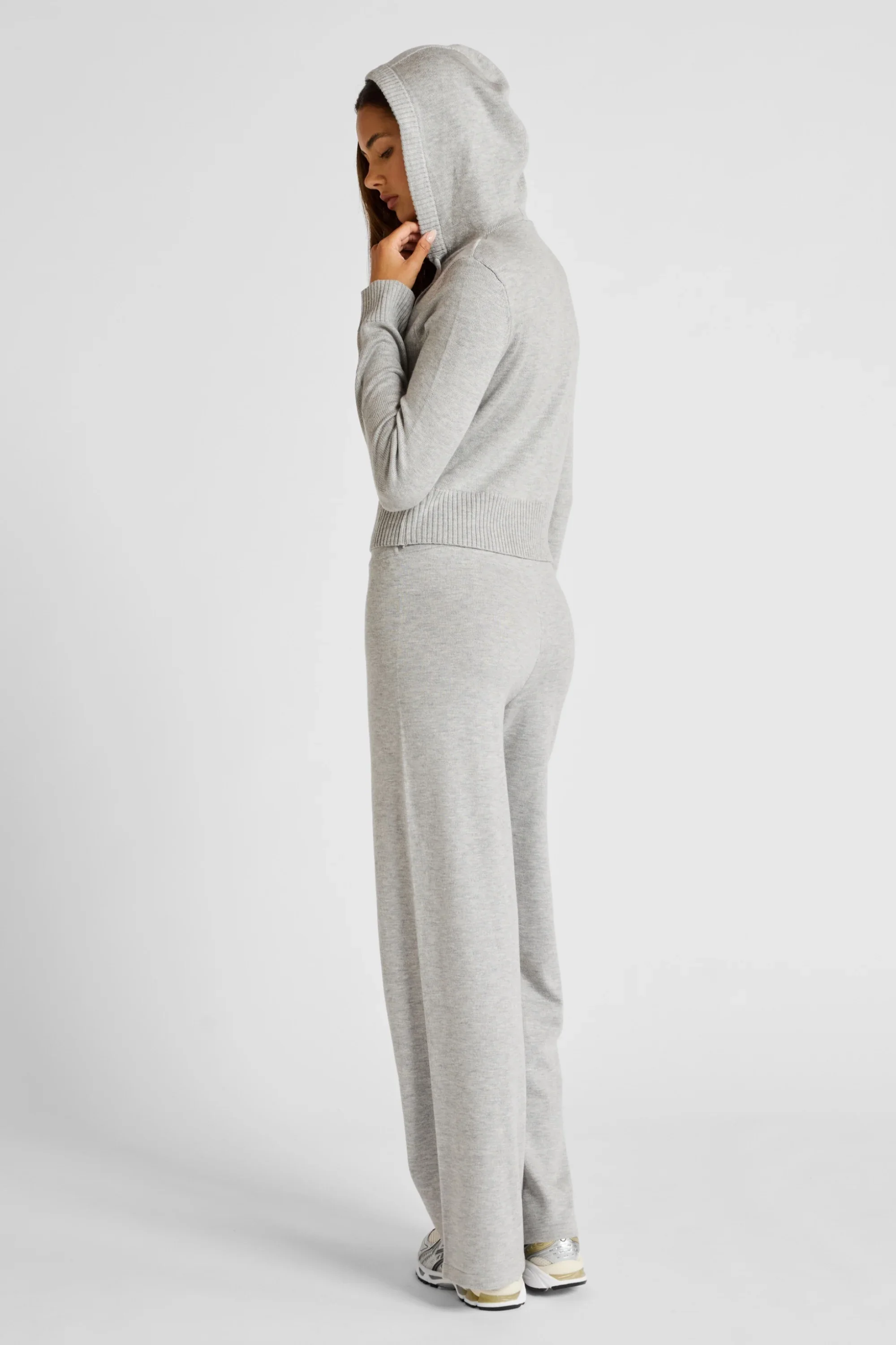 Wide Leg Knit Pant - Grey Marle - Image 4