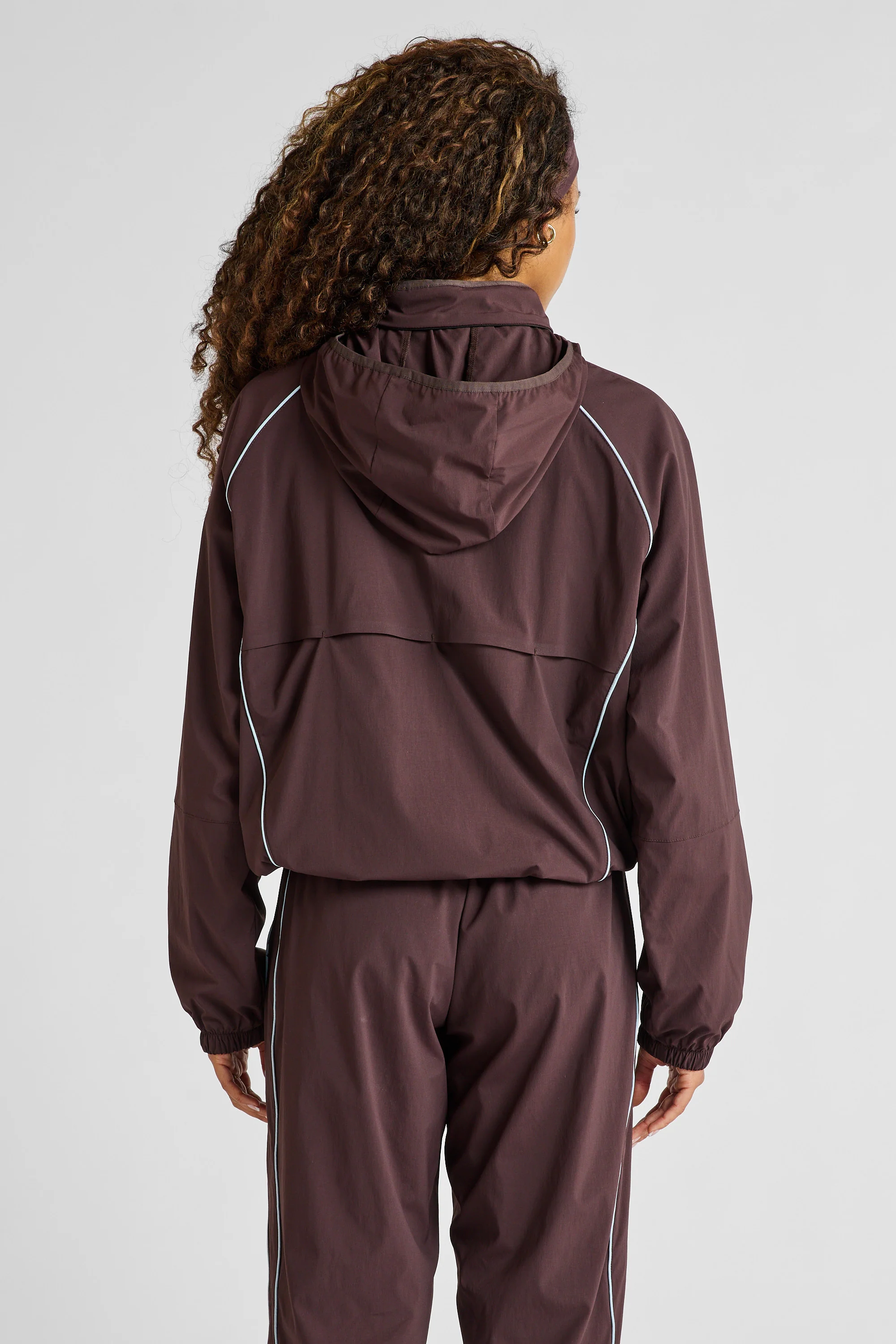 Spray Contrast Piping Windbreaker - Espresso and Sky Blue - Image 5