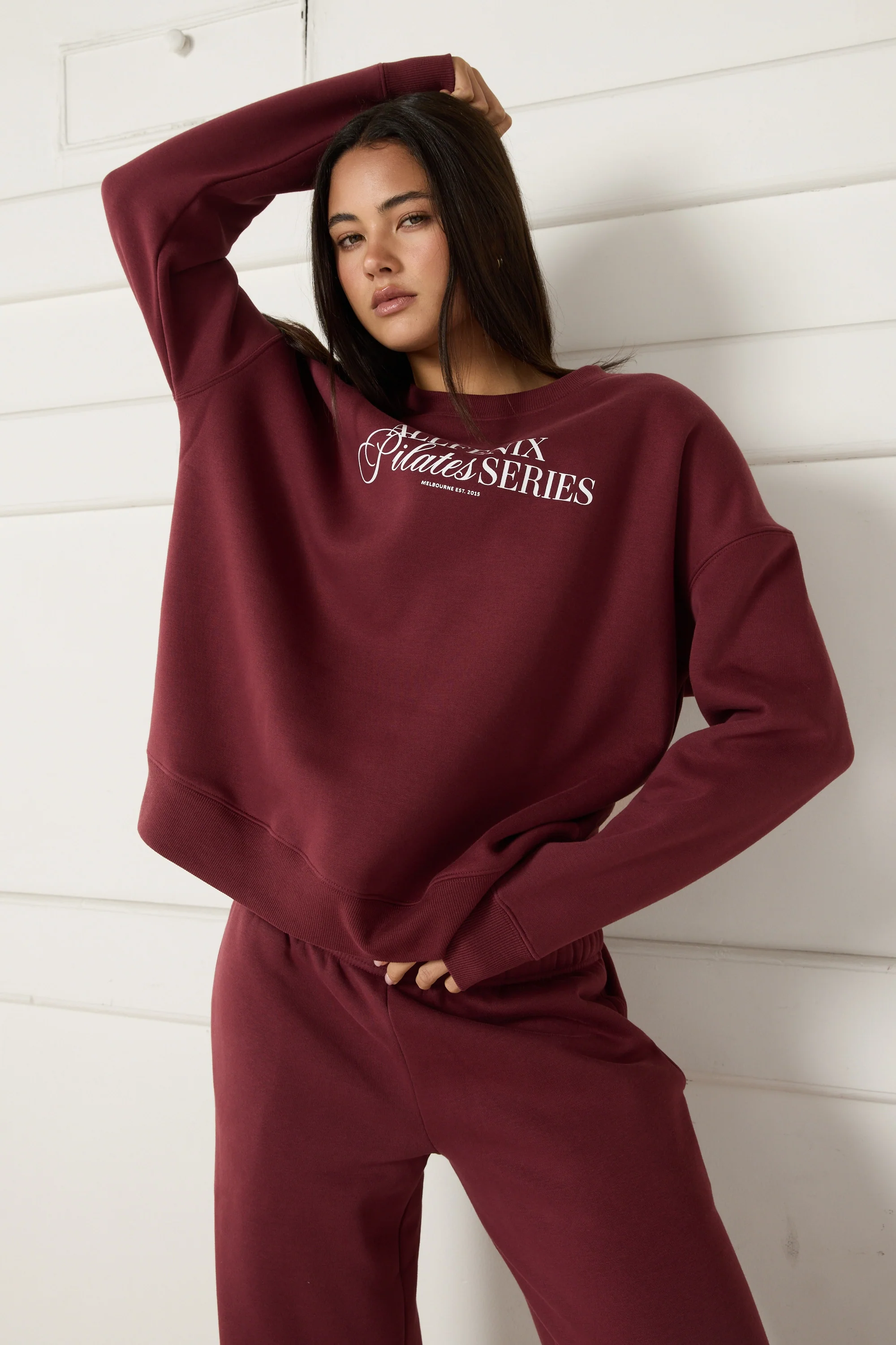 Pilates Series Crew Jumper - Burgundy - Image 4
