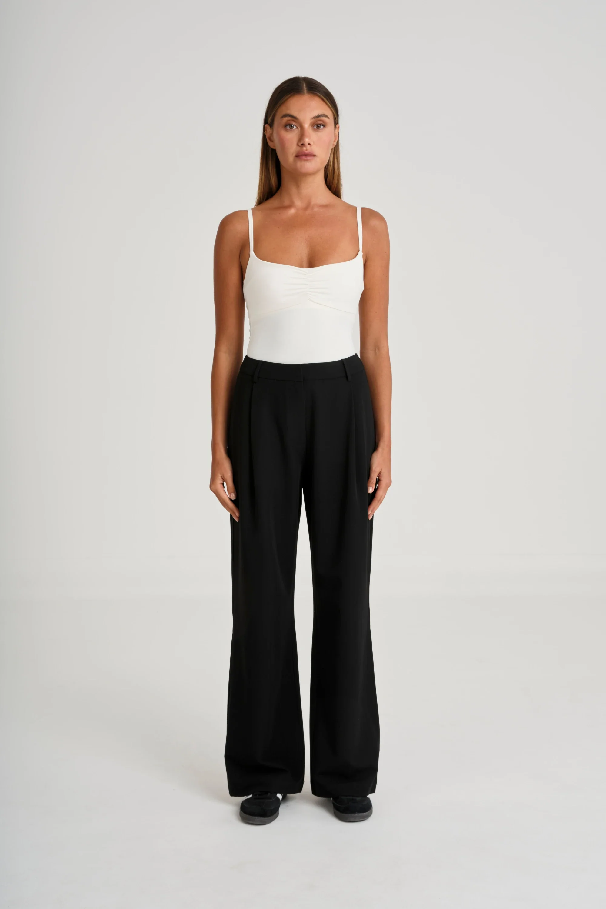 Pin Tuck Longline Pant - Black - Image 3