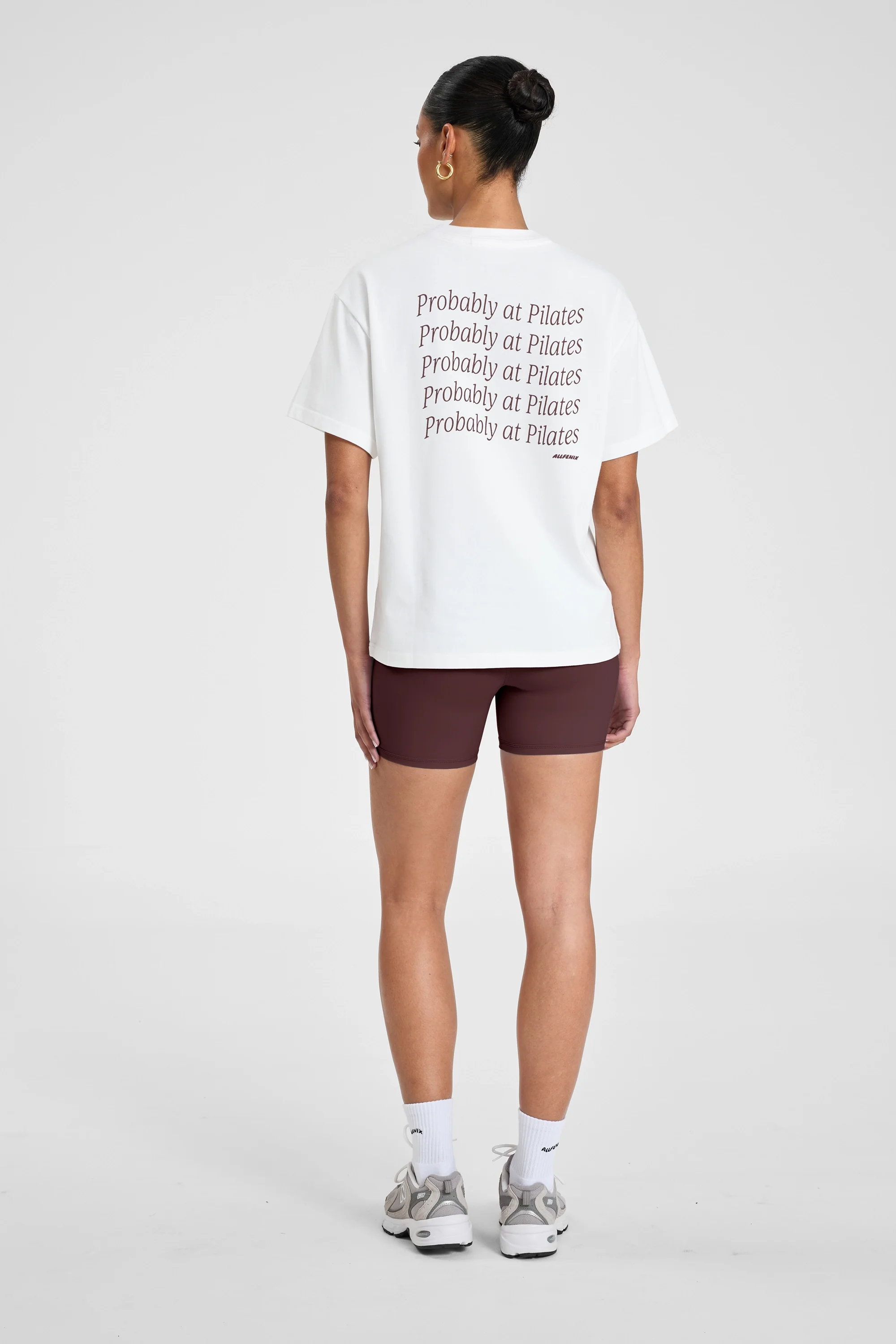 ALLFENIX Probably at Pilates Tee - White/Espresso - Image 5
