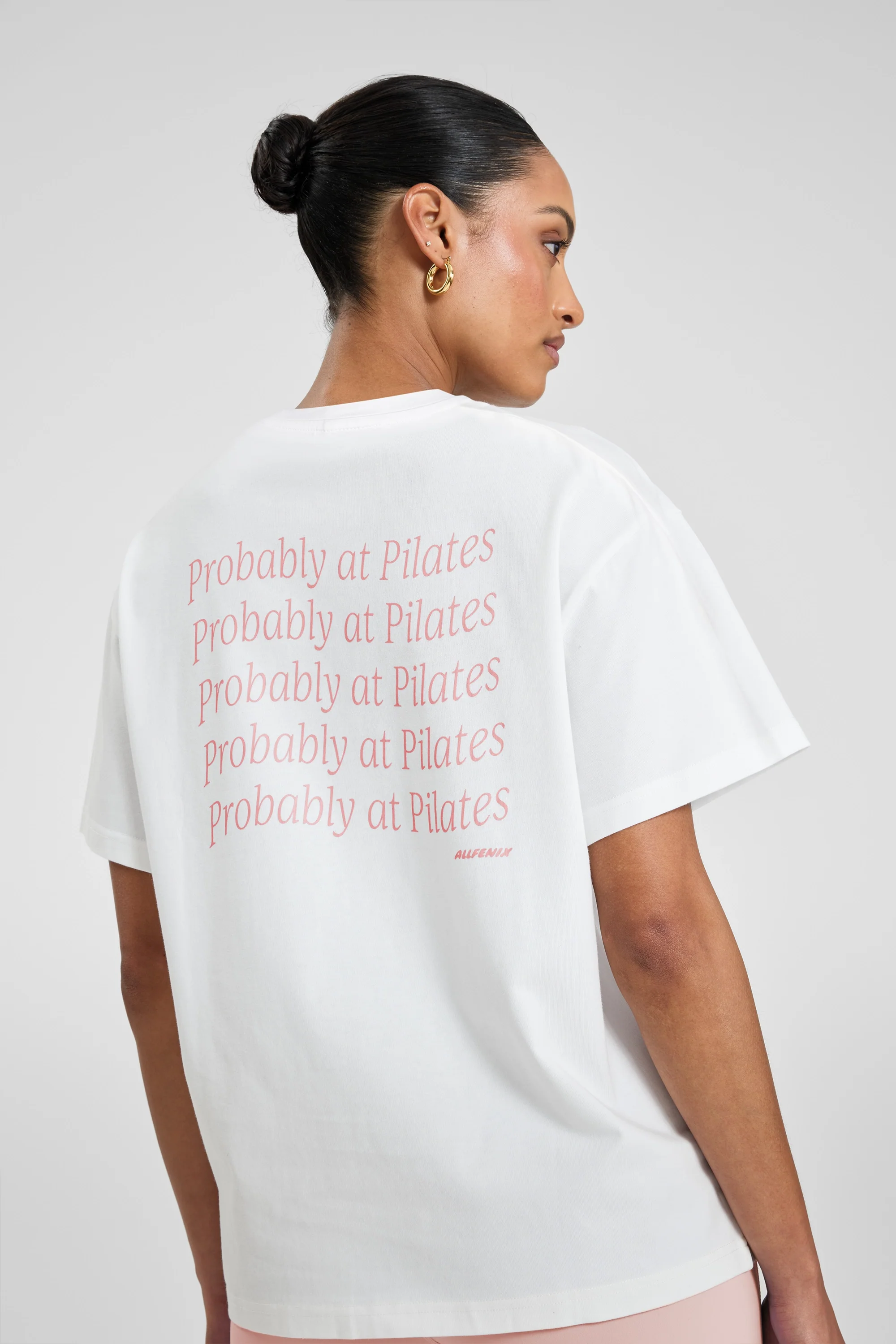 ALLFENIX Probably at Pilates Tee - White/Pink - Image 5