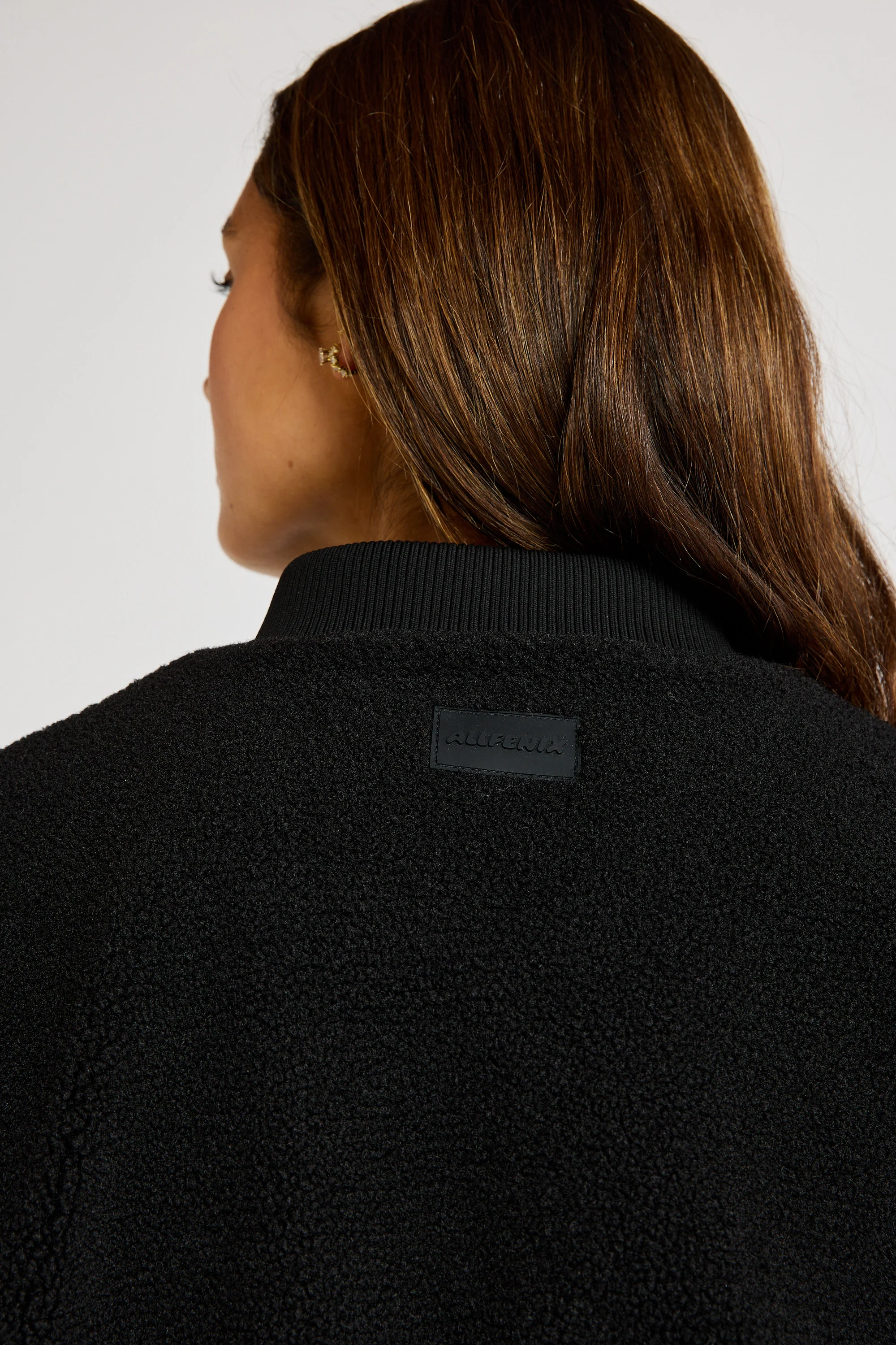 Sherpa Fleece Cropped Jacket - Black - Image 4