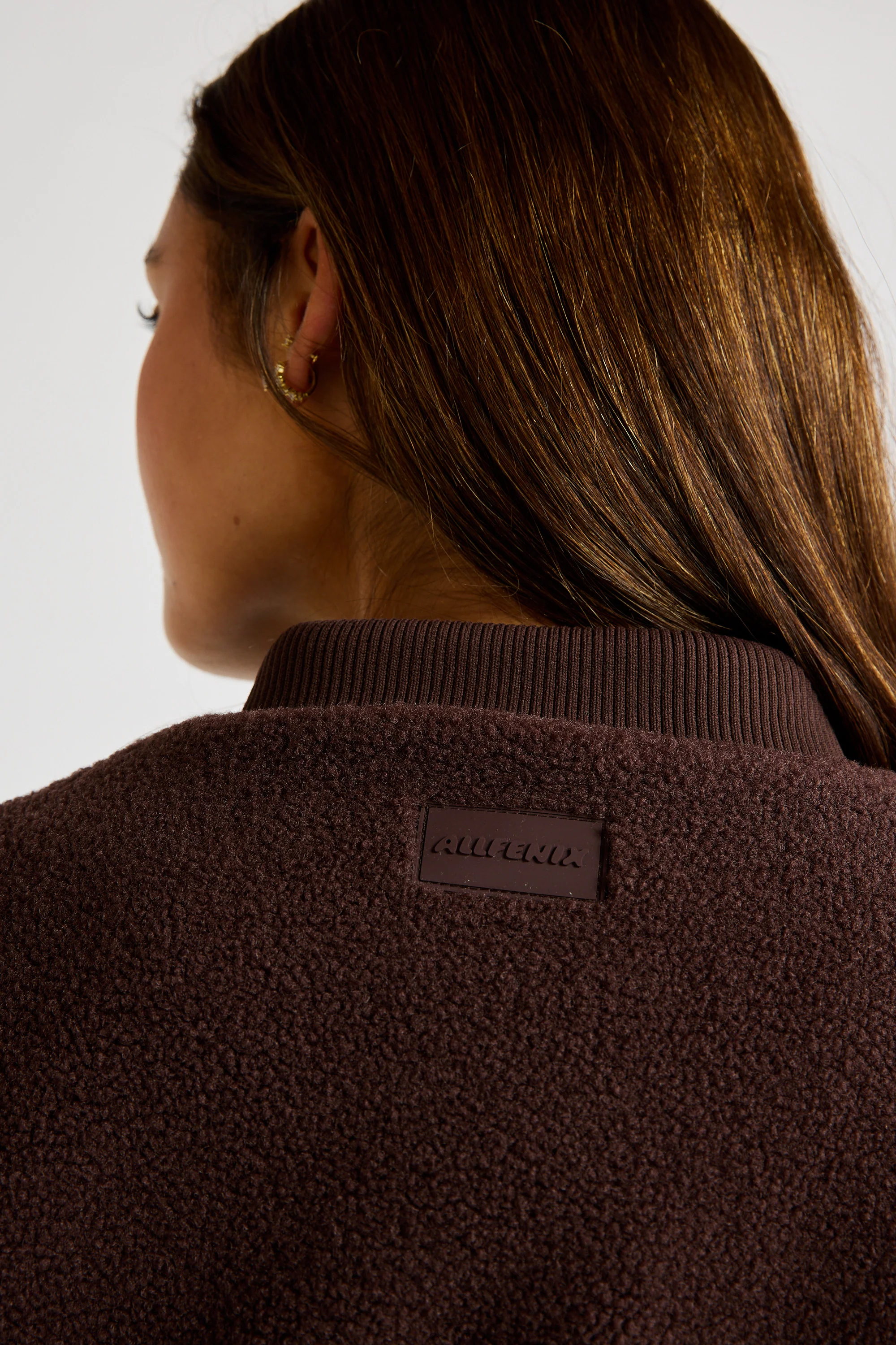 Sherpa Fleece Cropped Jacket - Espresso - Image 5