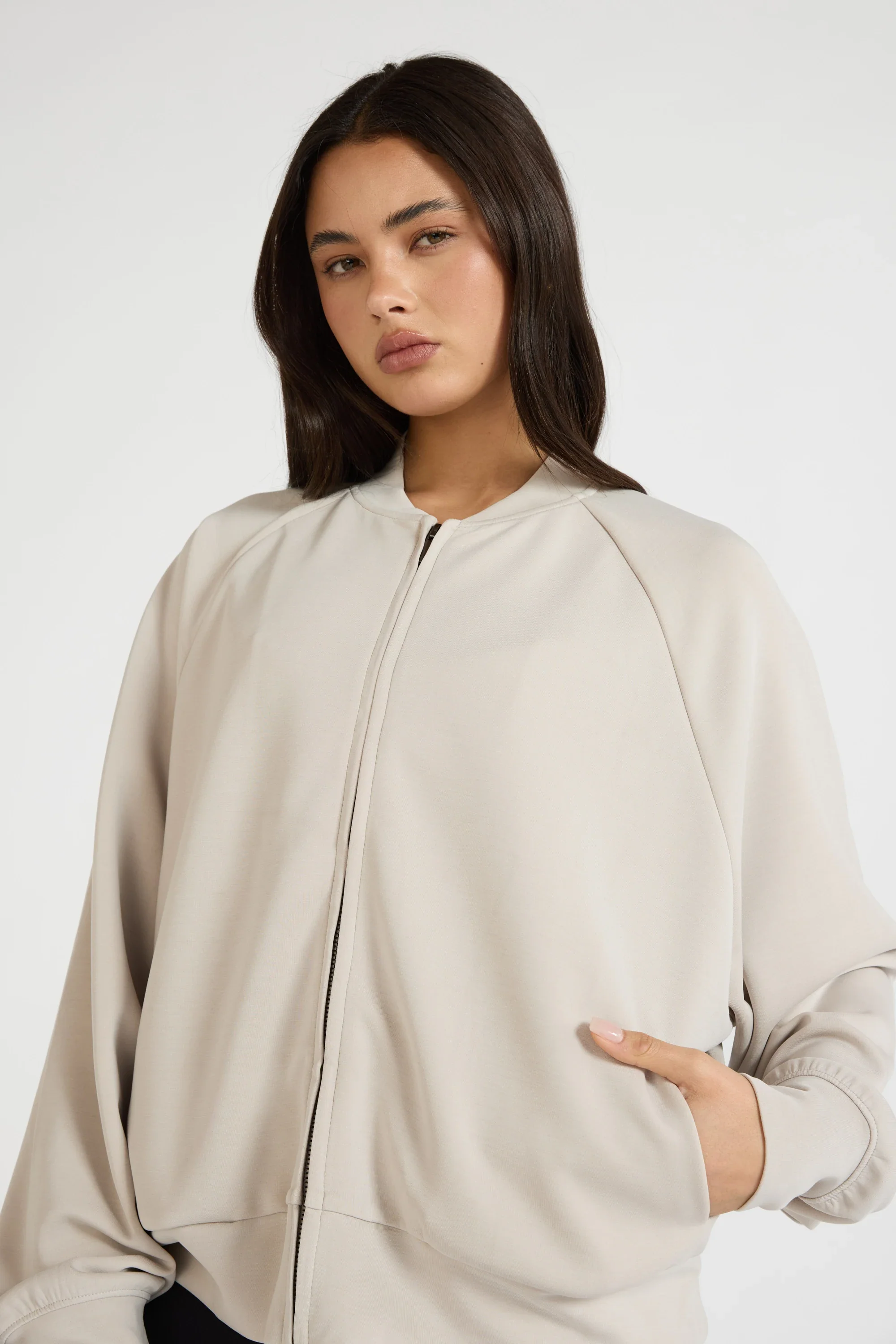 Soft Luxury Bomber Jacket - Stone - Image 6