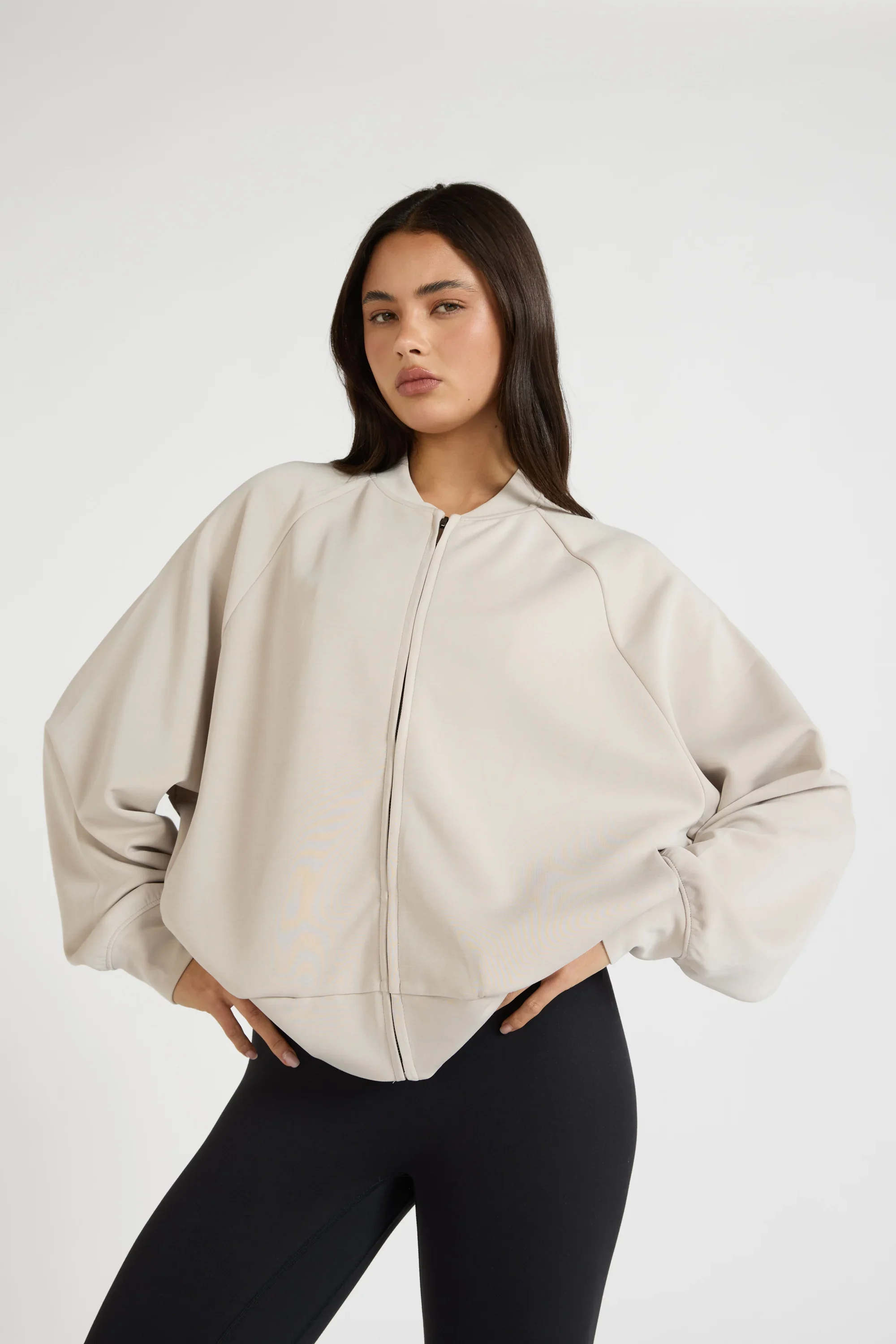 Soft Luxury Bomber Jacket - Stone - Image 7