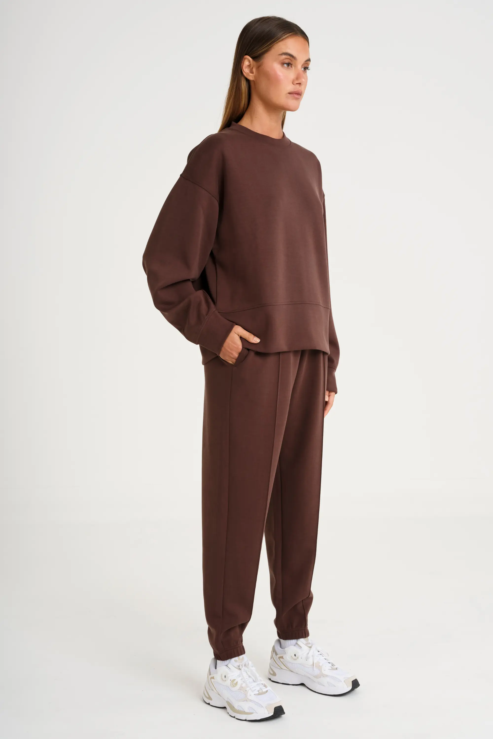 Soft Luxury Cuffed Track Pant - Espresso - Image 6