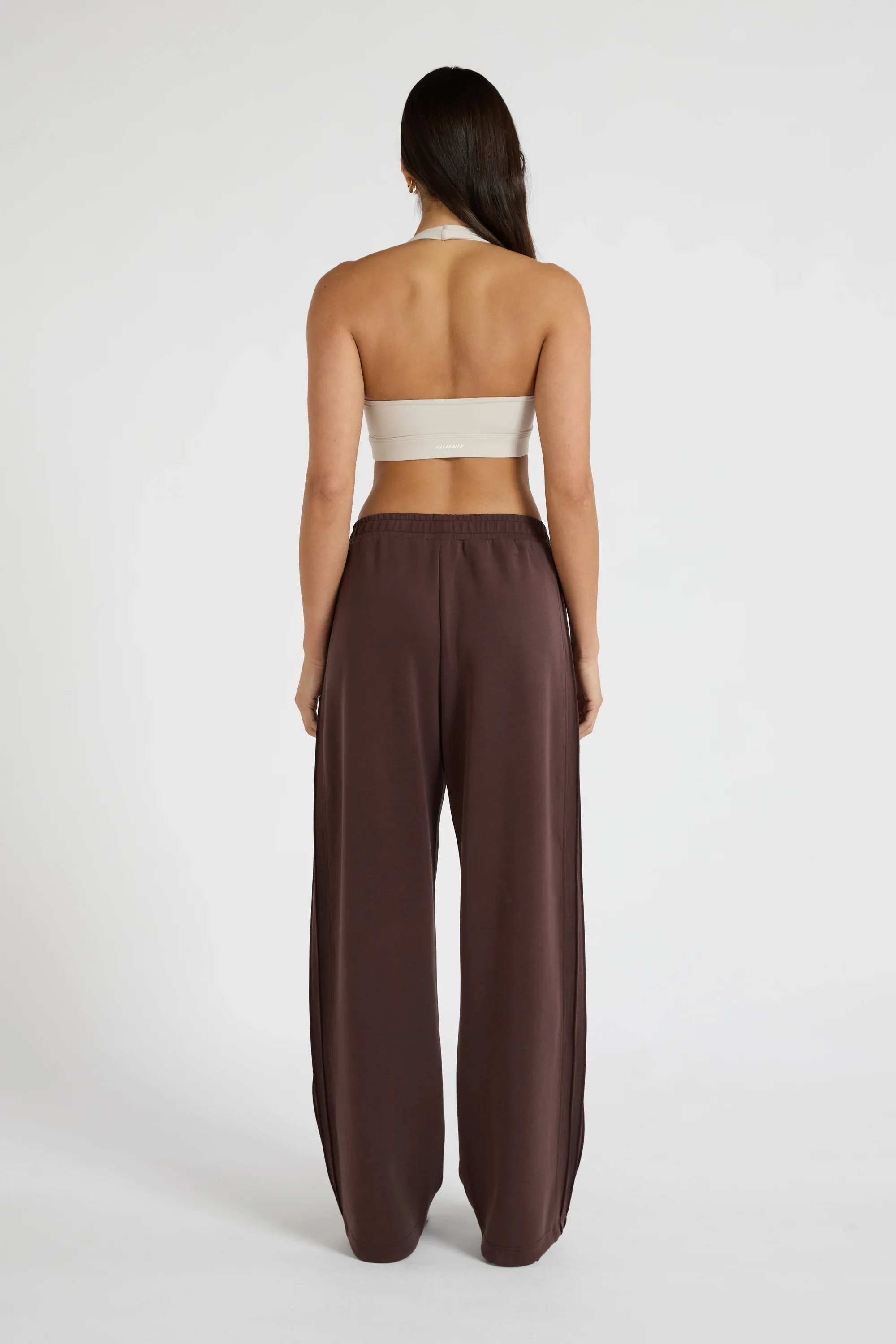 Soft Luxury Pin Tuck Wide Leg Track Pant - Espresso - Image 5