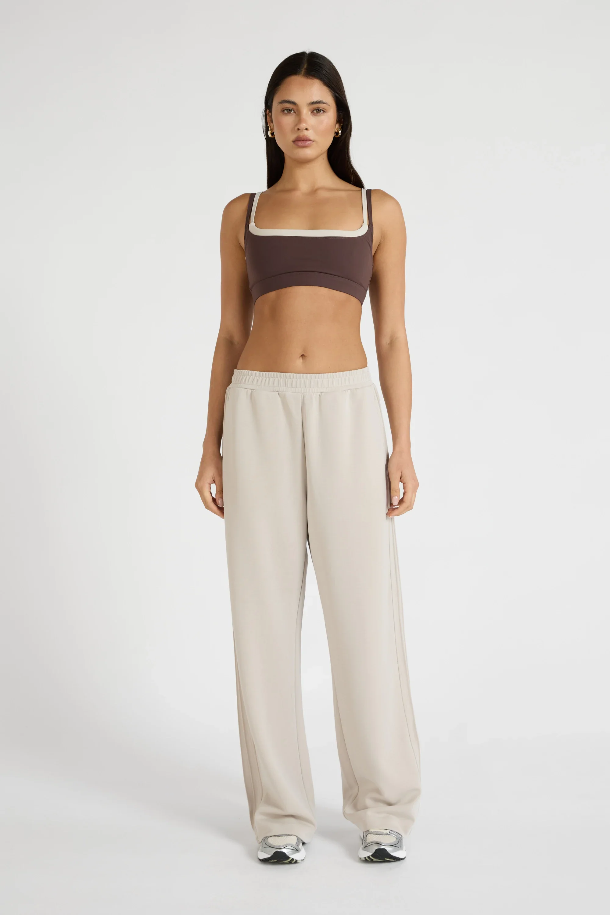 ALLFENIX Soft Luxury Pin Tuck Wide Leg Track Pant - Stone - Image 3