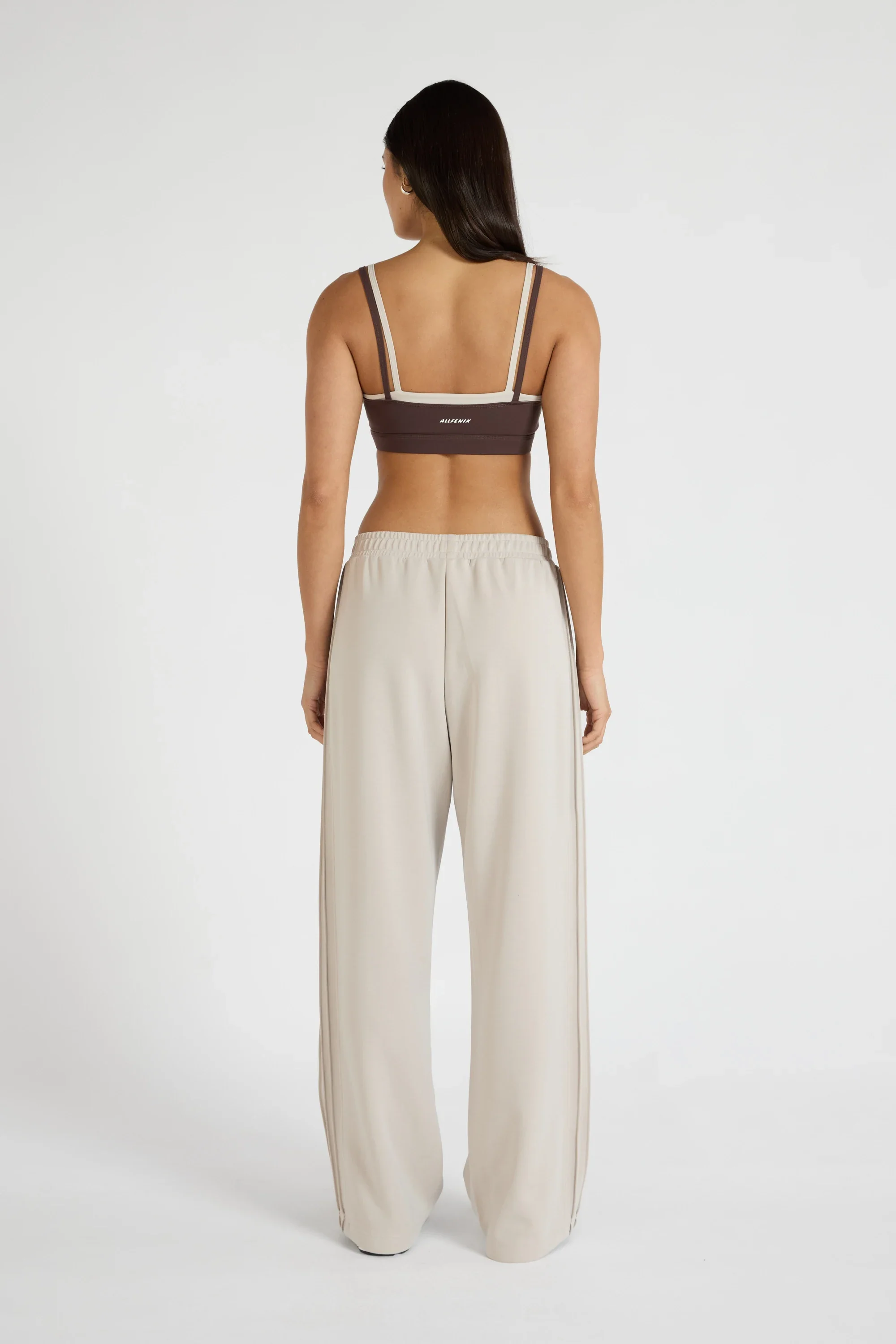 ALLFENIX Soft Luxury Pin Tuck Wide Leg Track Pant - Stone - Image 4