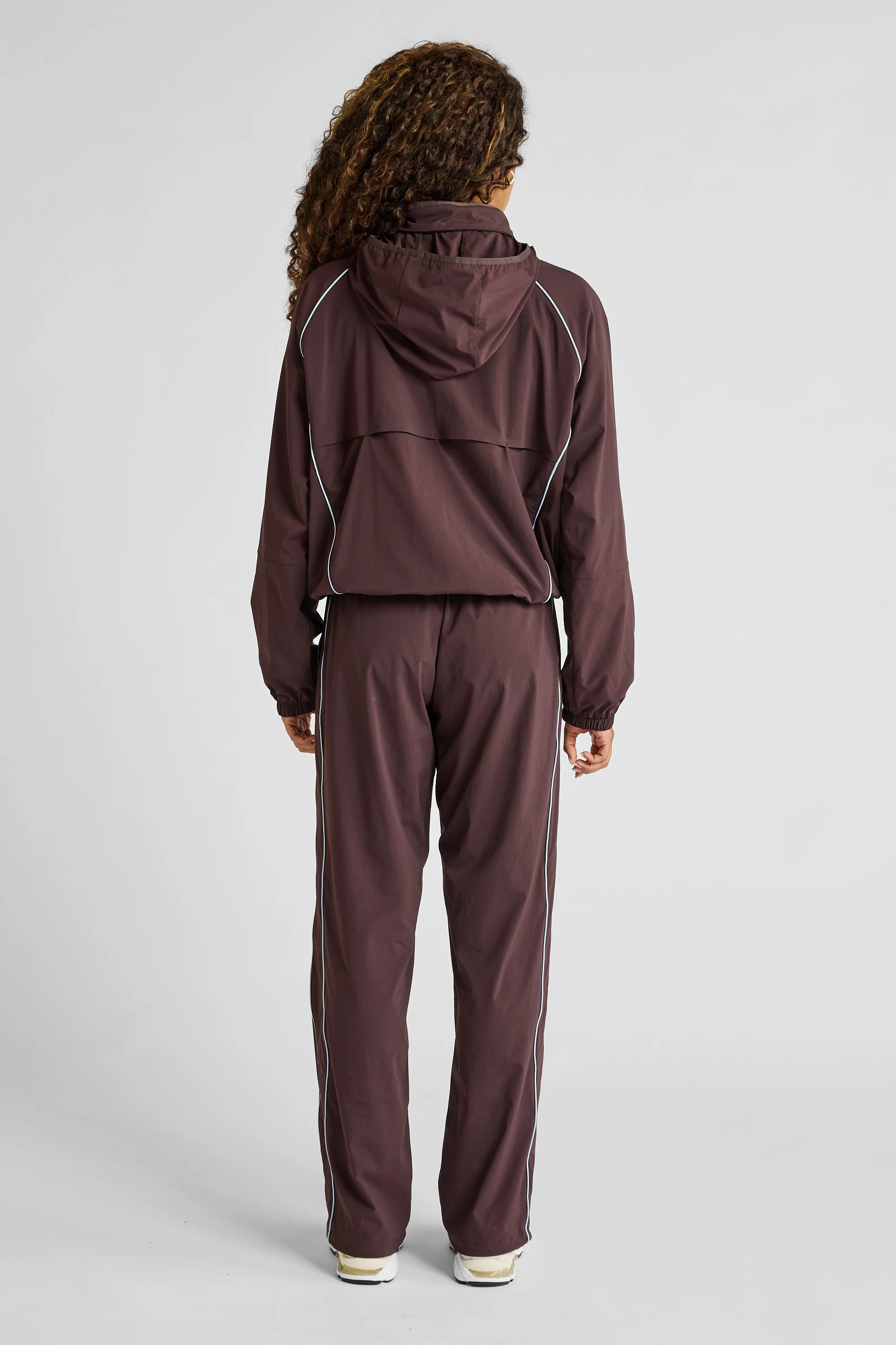 Spray Contrast Piping Wide Leg Pant - Espresso and Sky Blue - Image 4