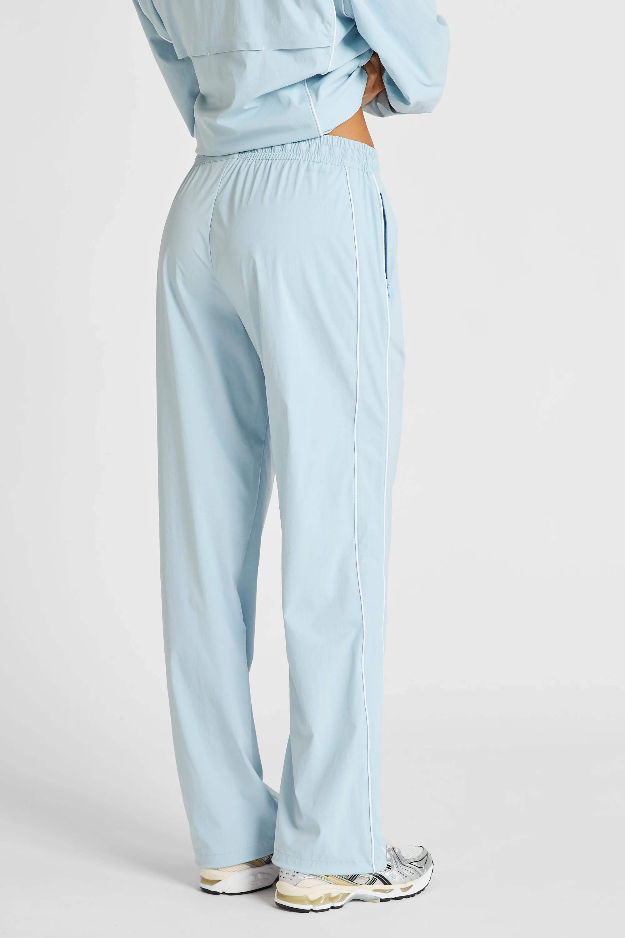 Spray Contrast Piping Wide Leg Pant - Sky Blue and White - Image 6