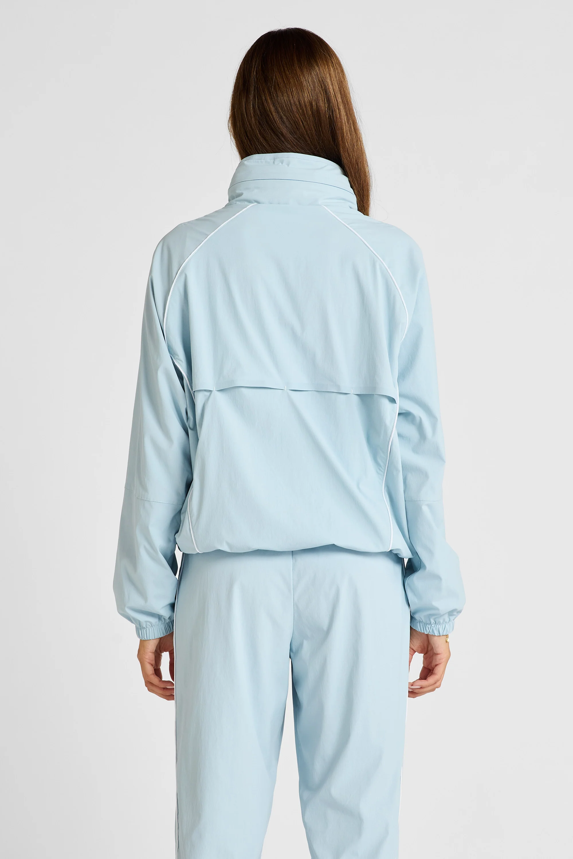 Spray Contrast Piping Windbreaker - Sky Blue and White - Image 6