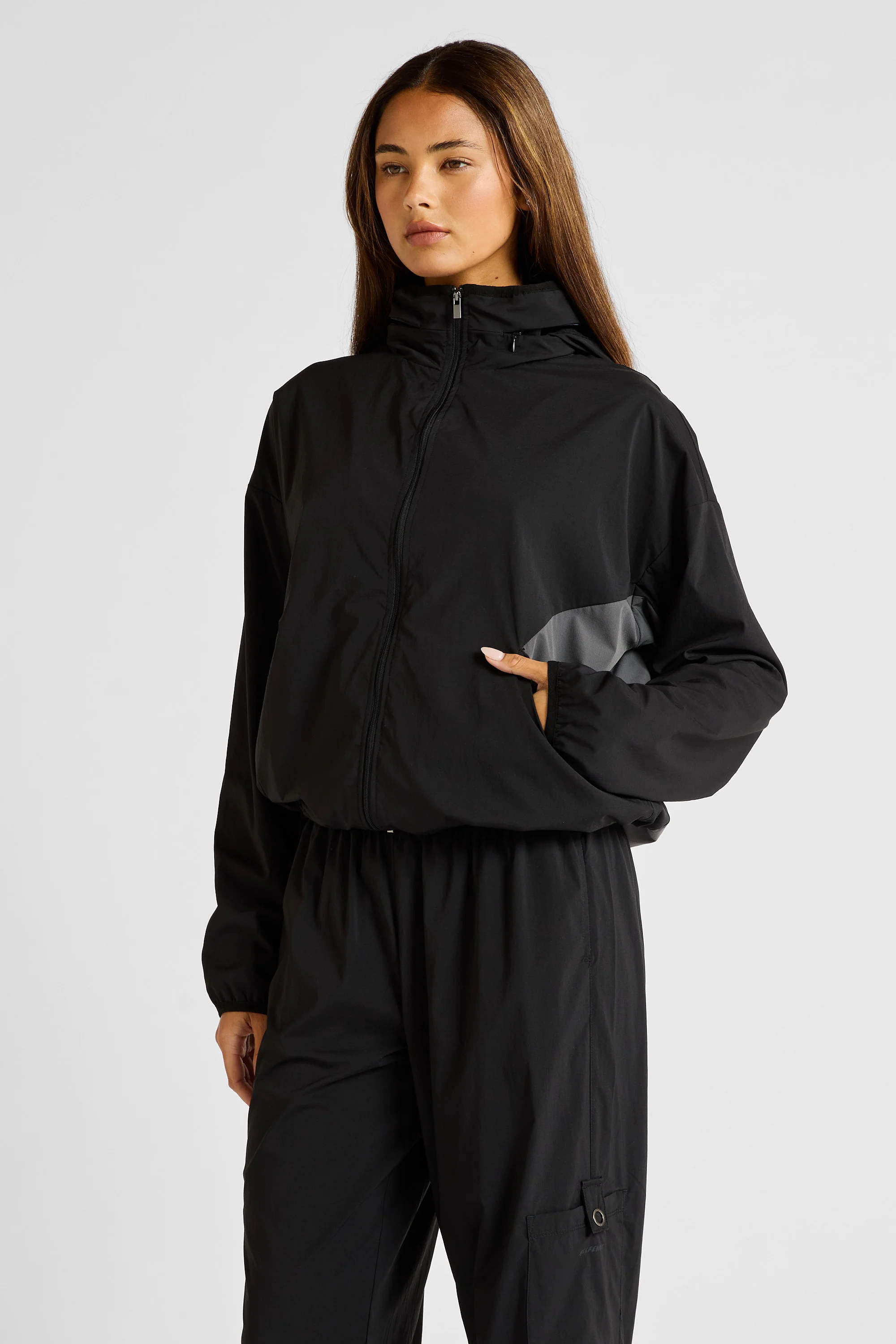 Spray Paneled Windbreaker - Black - Image 4