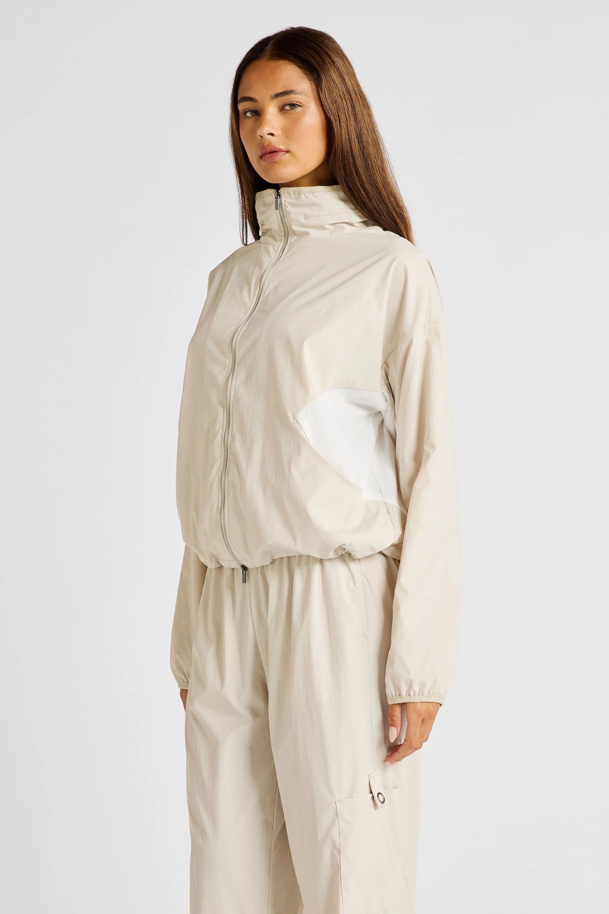 Spray Paneled Windbreaker - Stone - Image 4