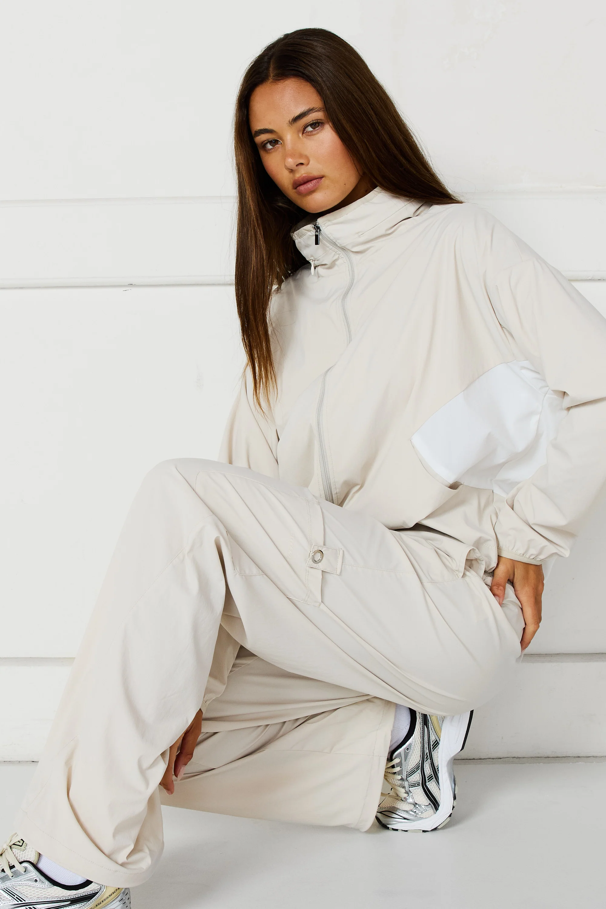 Spray Paneled Windbreaker - Stone - Image 7
