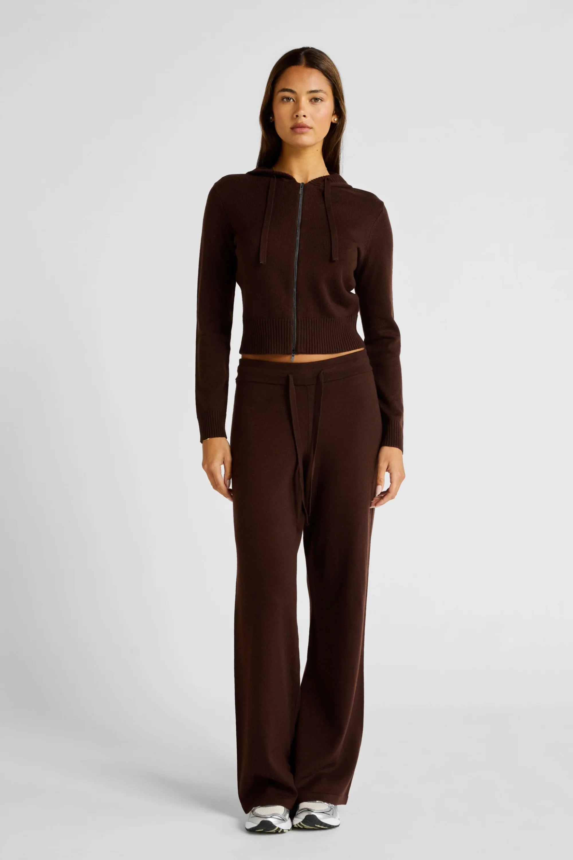 Two Way Knit Hoodie - Espresso - Image 3