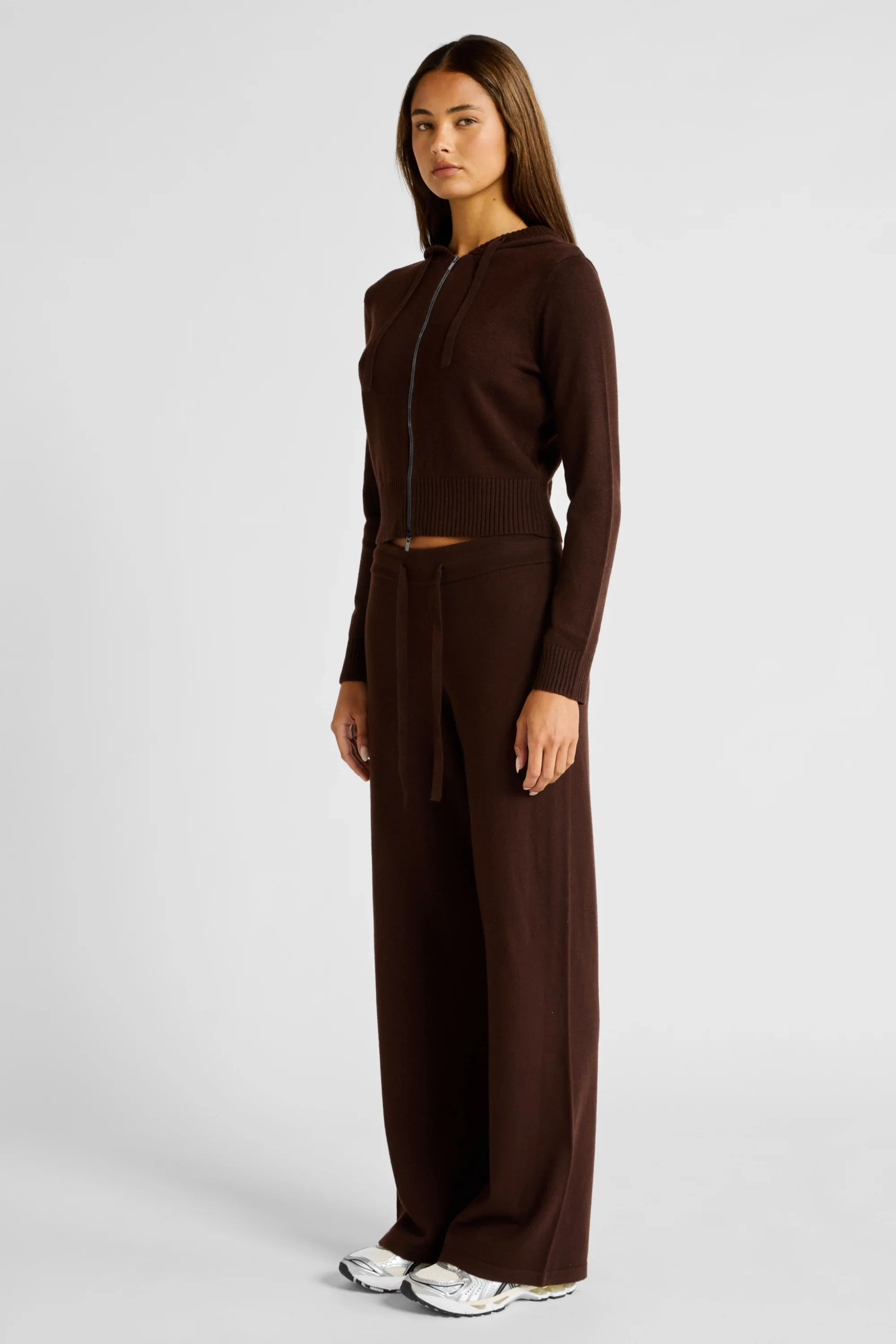 Two Way Knit Hoodie - Espresso - Image 4