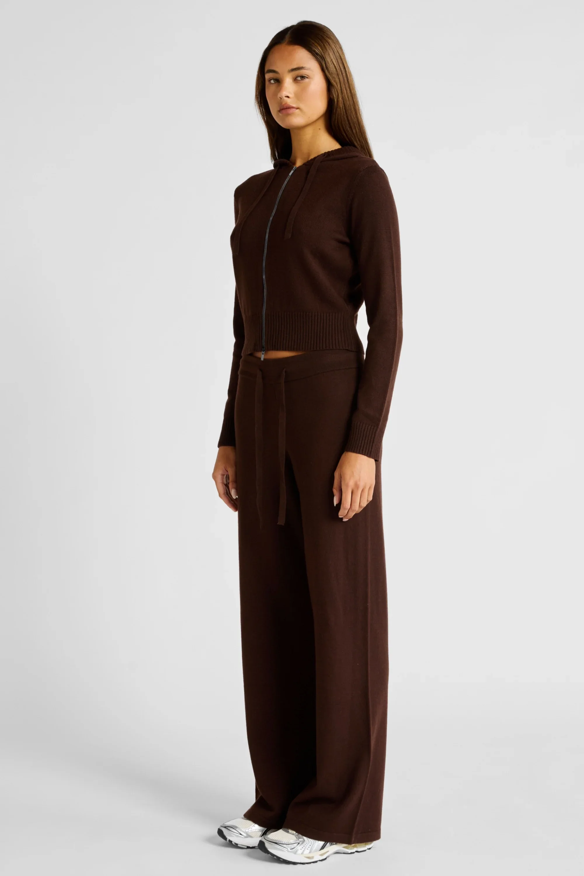 Wide Leg Knit Pant - Espresso - Image 4