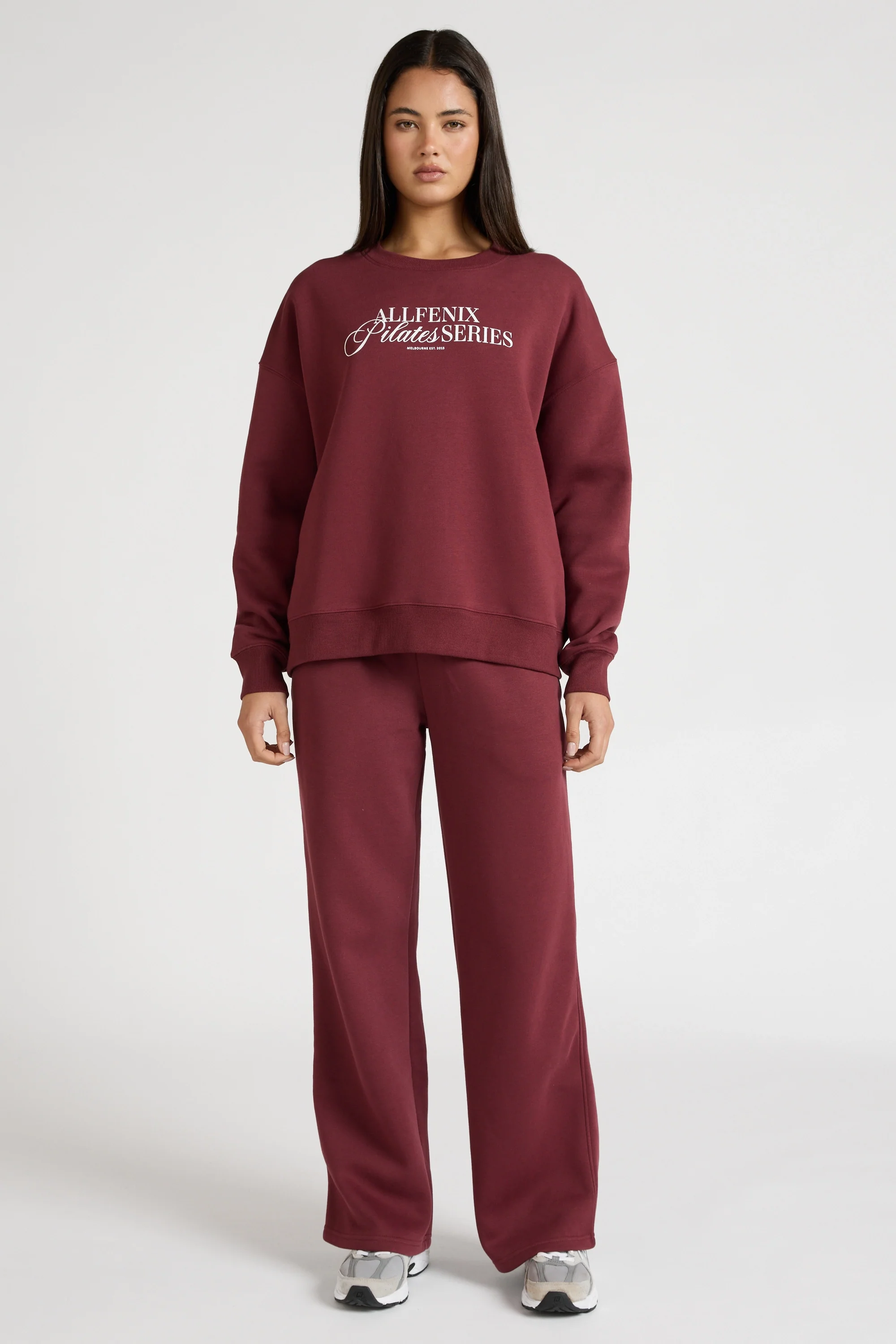 Wide Leg Track Pant - Burgundy - Image 3