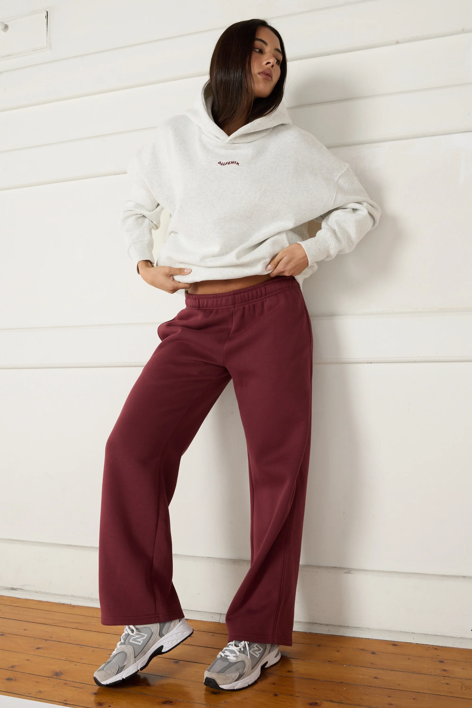 Wide Leg Track Pant - Burgundy - Image 6