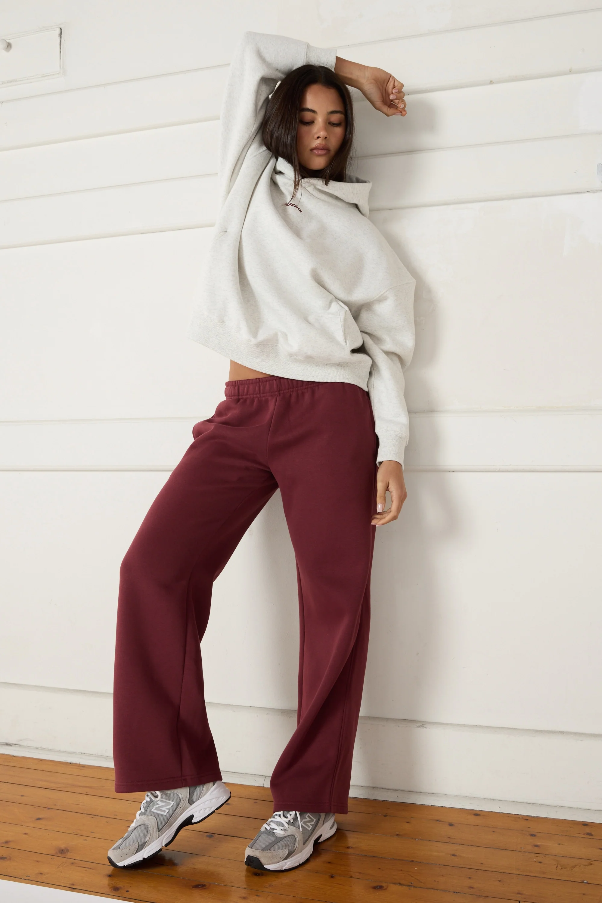 Wide Leg Track Pant - Burgundy - Image 7